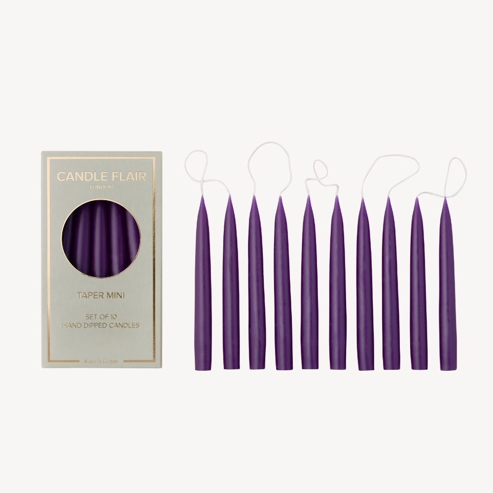 Box of 10 Candles - Taper Mini - Violet