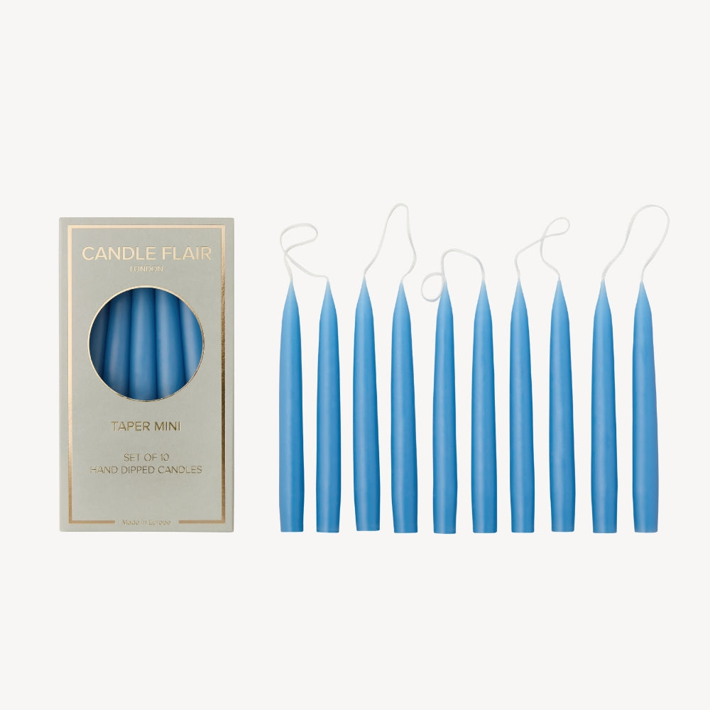 Box of 10 Candles - Taper Mini - Wedgewood Blue