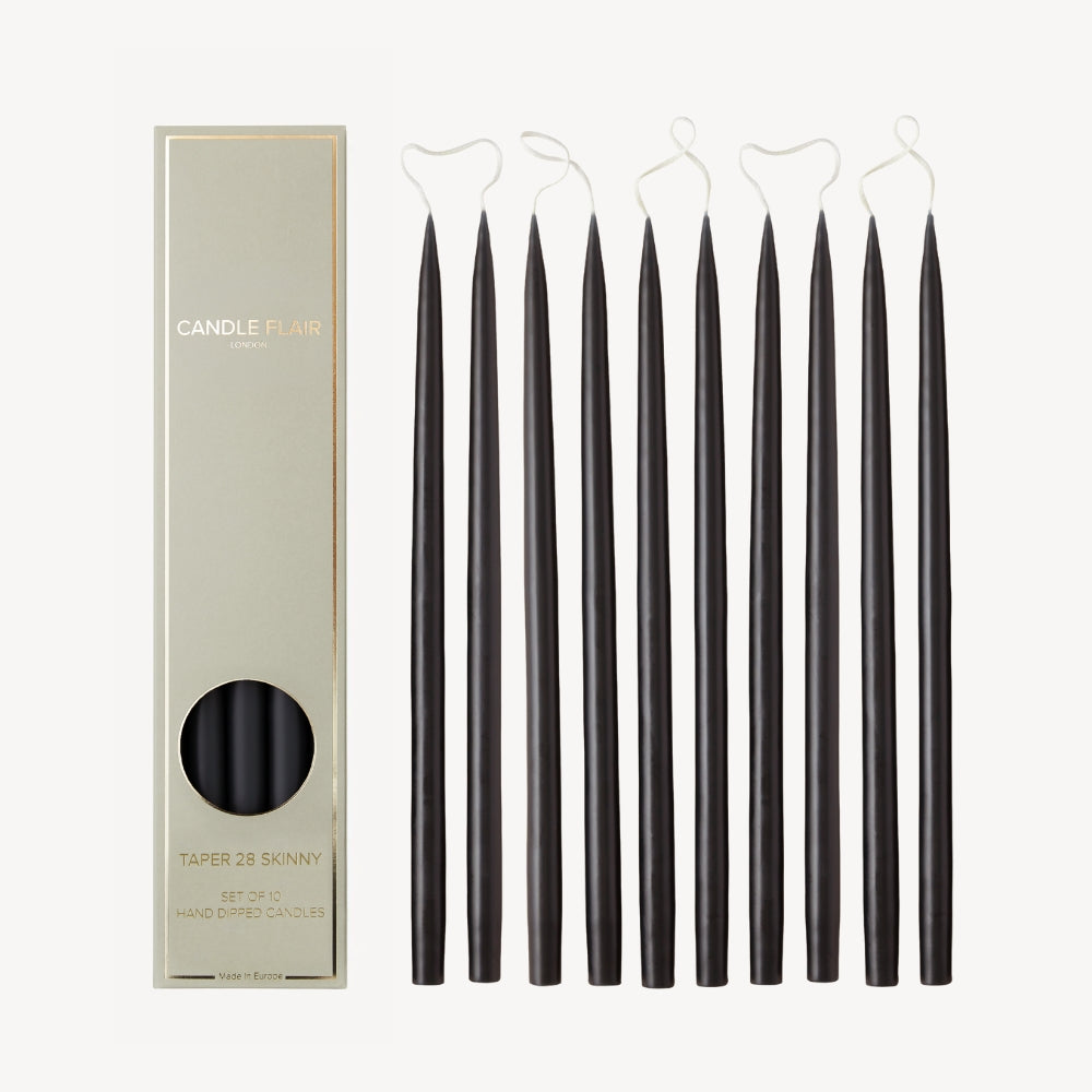 Box of 10 Candles - Taper 28 Skinny - Black