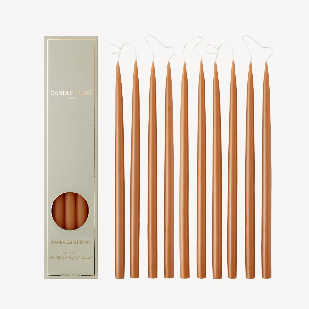 Box of 10 Candles - Taper 28 Skinny - Caramel