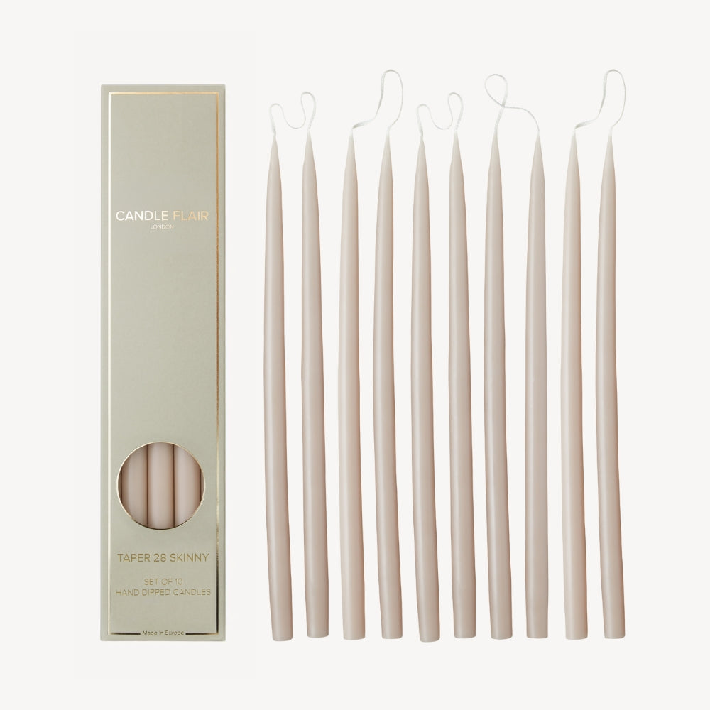 Box of 10 Candles - Taper 28 Skinny - Latte
