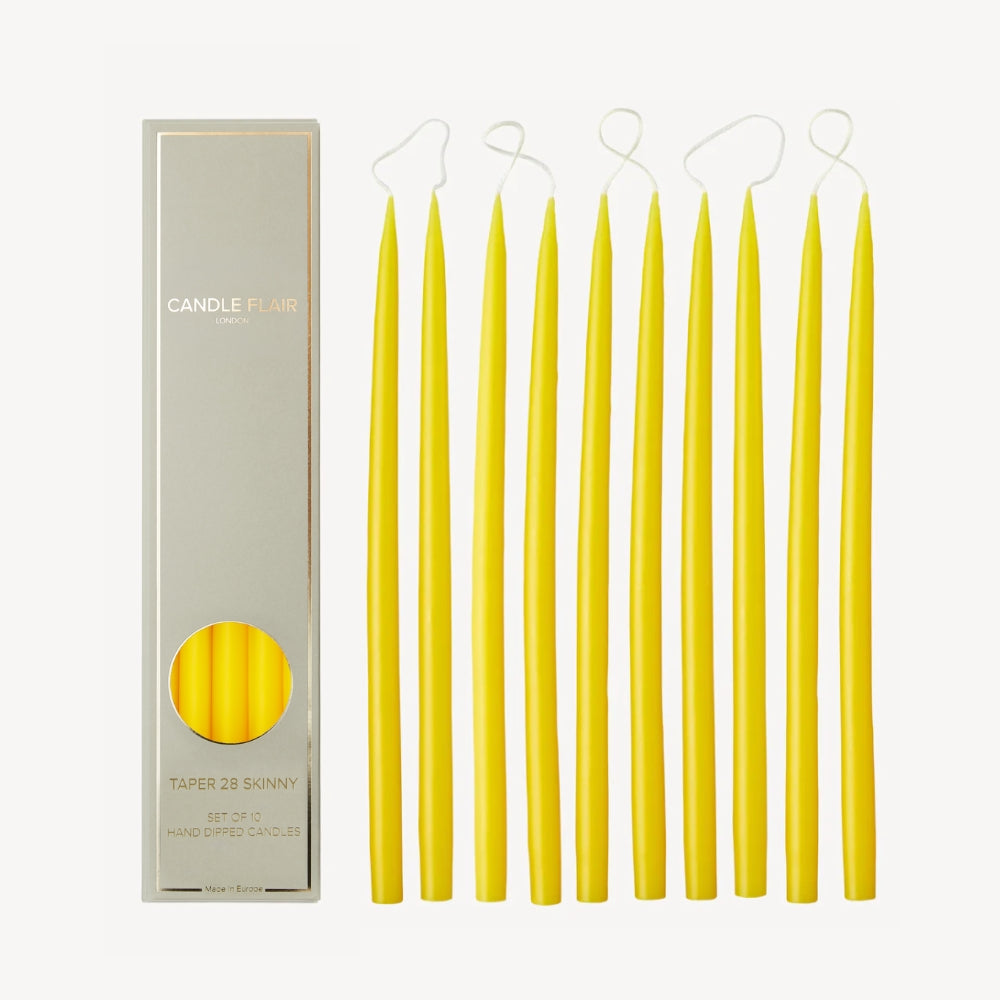 Box of 10 Candles - Taper 28 Skinny - Lemon