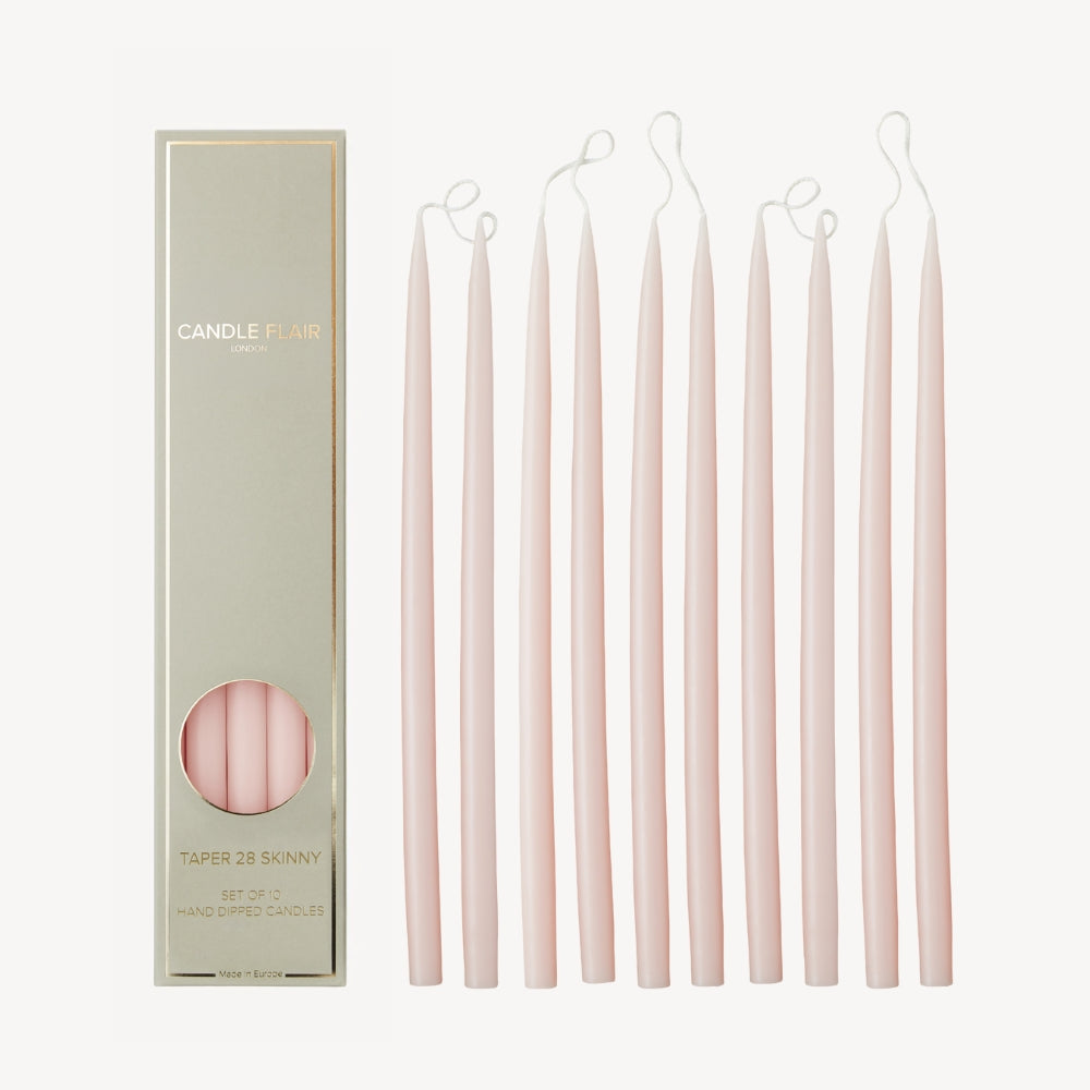 Box of 10 Candles - Taper 28 Skinny - Powder Pink