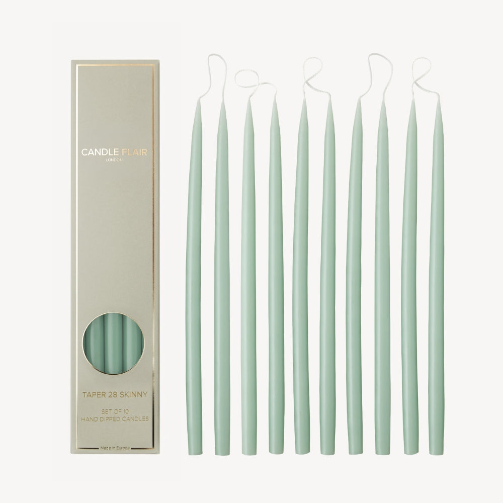 Box of 10 Candles - Taper 28 Skinny - Sage Green