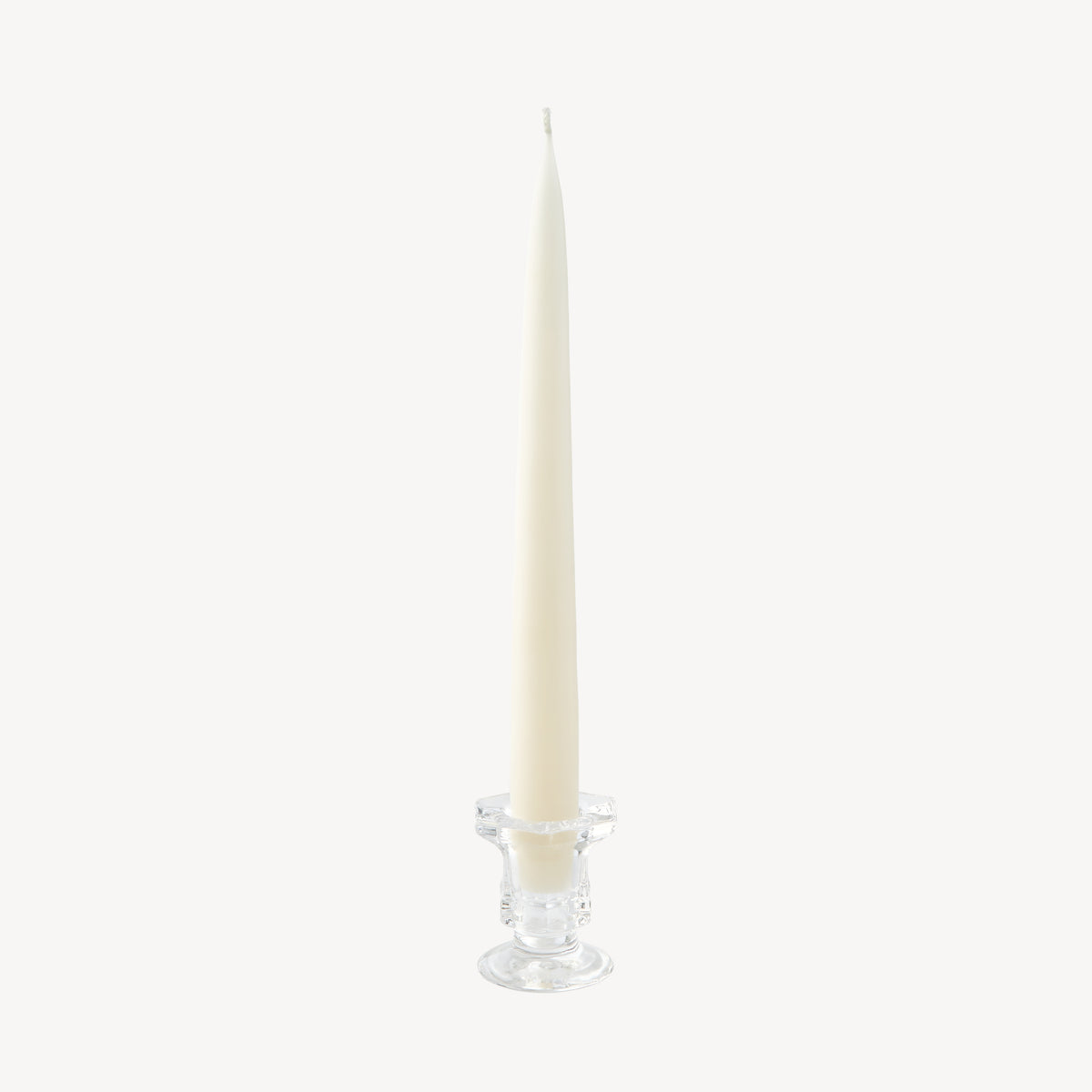 Candle Flair vintage clear glass taper candle holder with off white taper