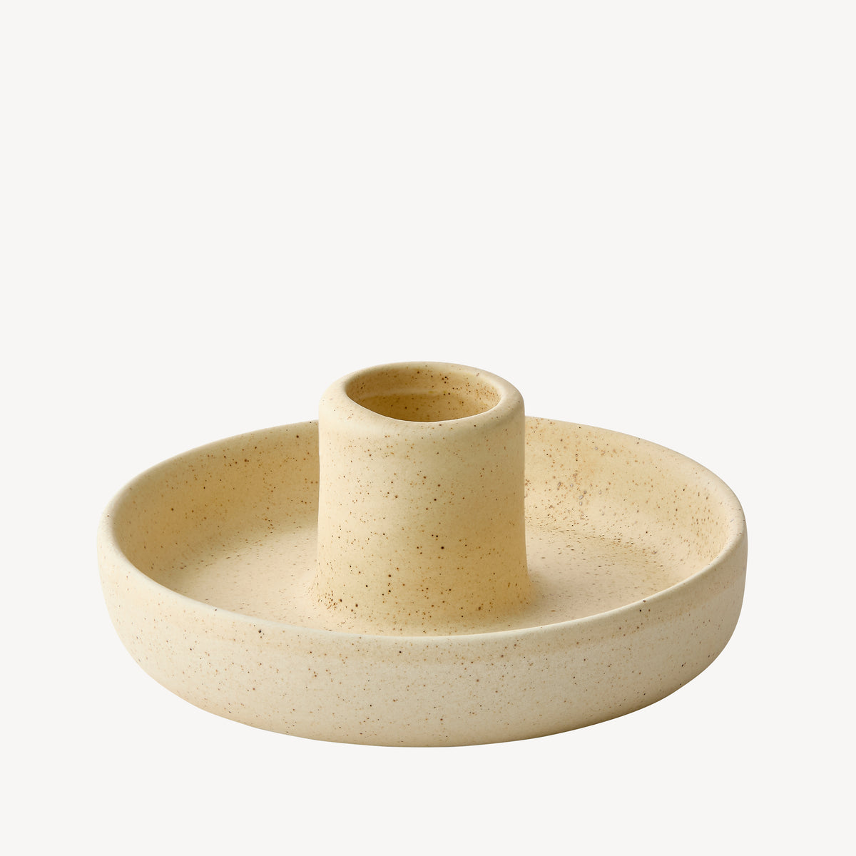Candle Flair wide speckled ceramic taper candle holder in cream and beige