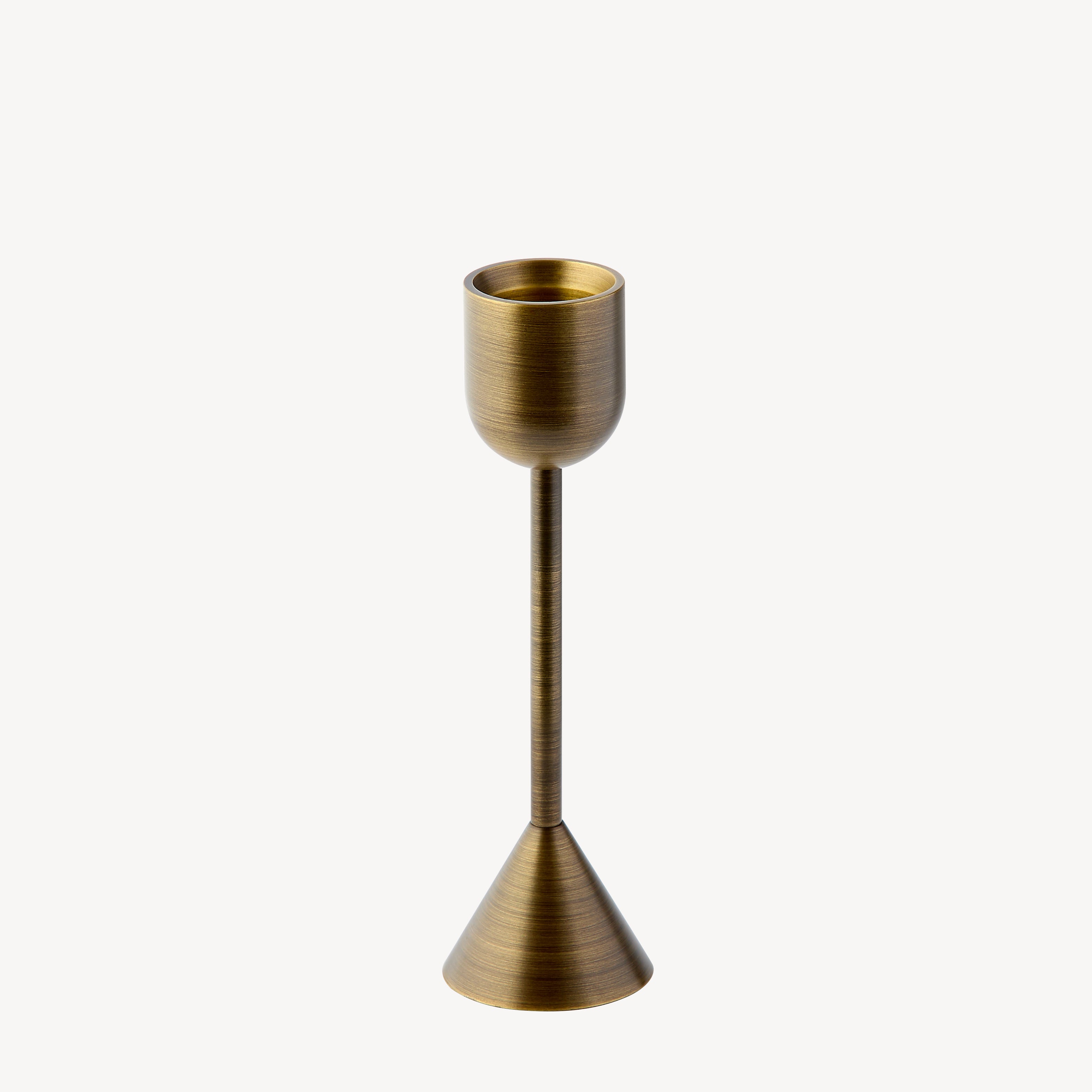 Small Reversible Totem Dinner Candlestick - Antique Brass
