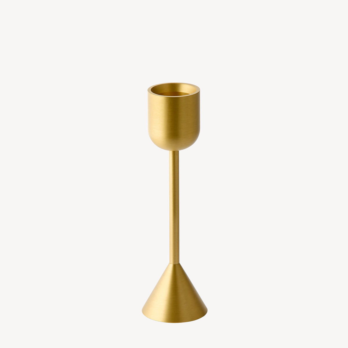Small Reversible Totem Candlestick - Satin Brass