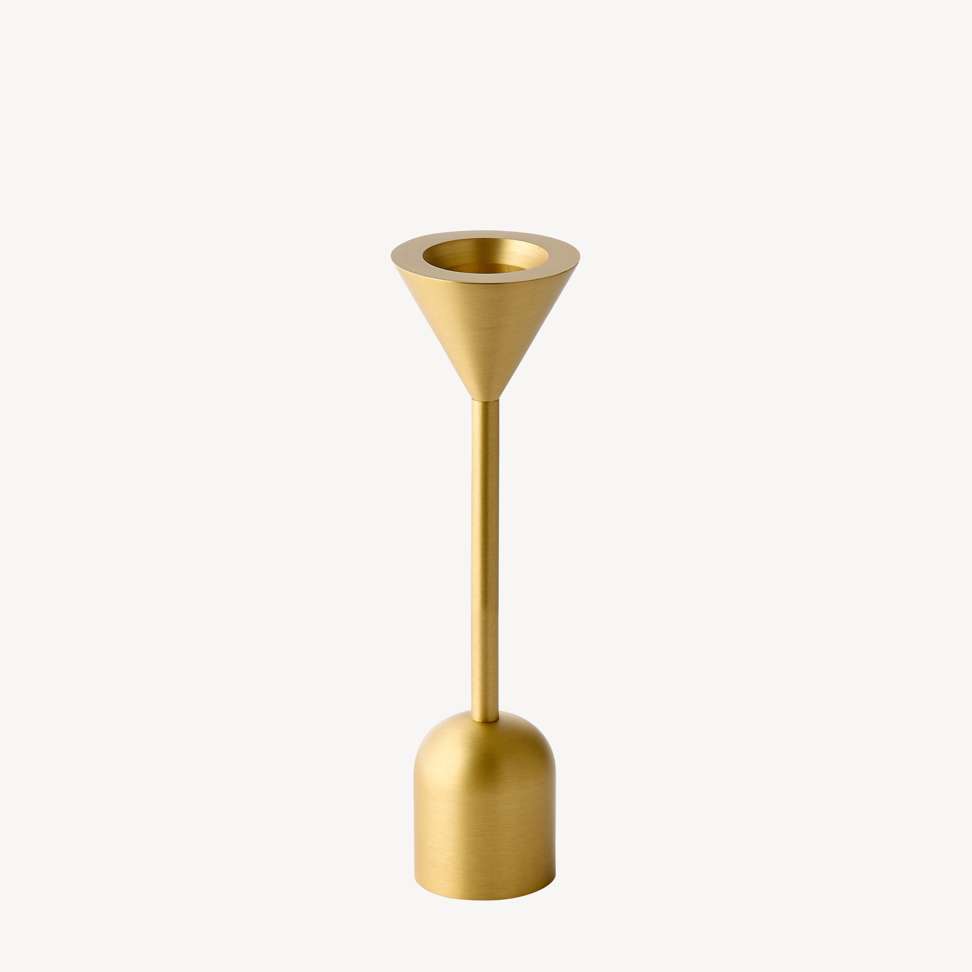 Small Reversible Totem Candlestick - Satin Brass