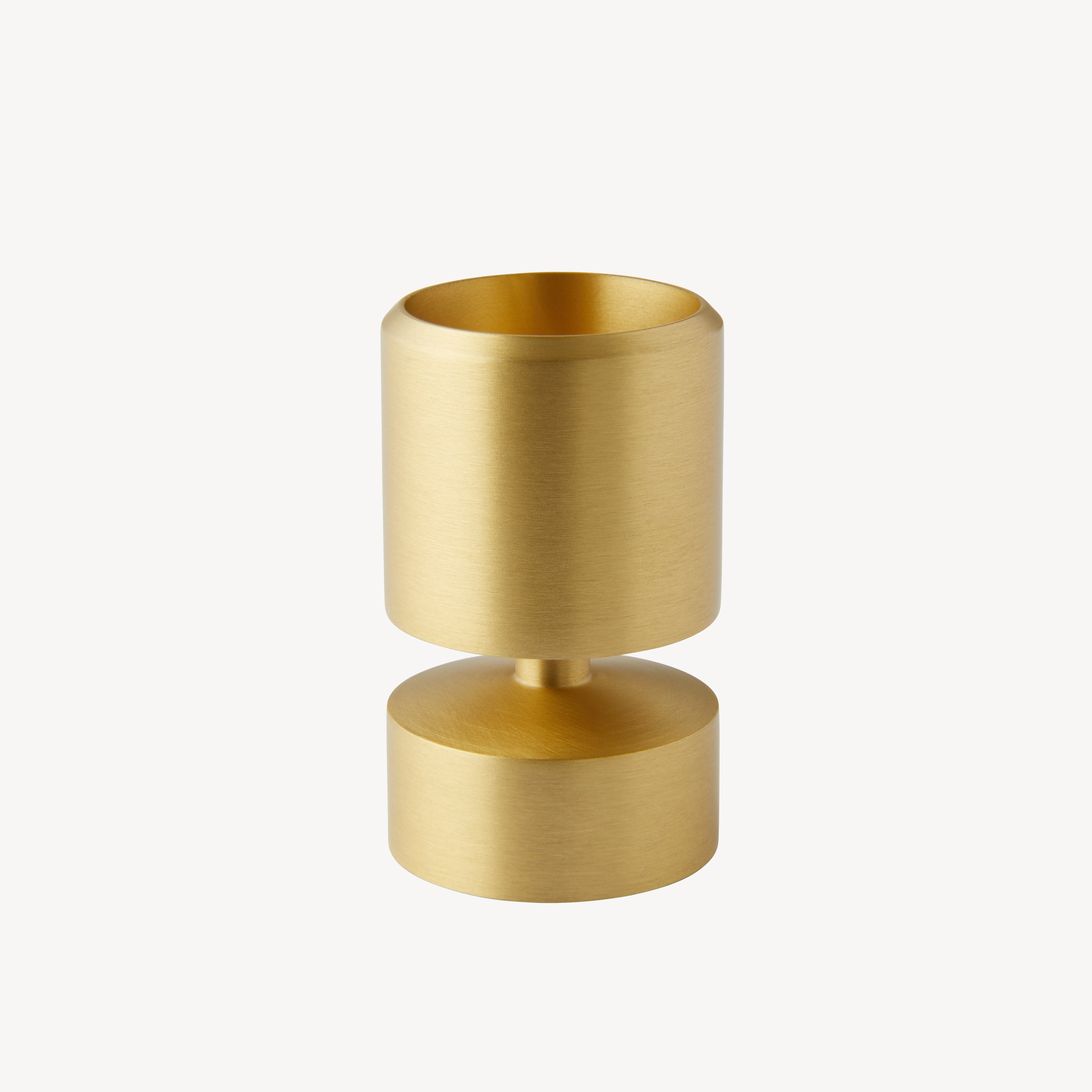 Hourglass Dinner Candle Holder - Satin Brass