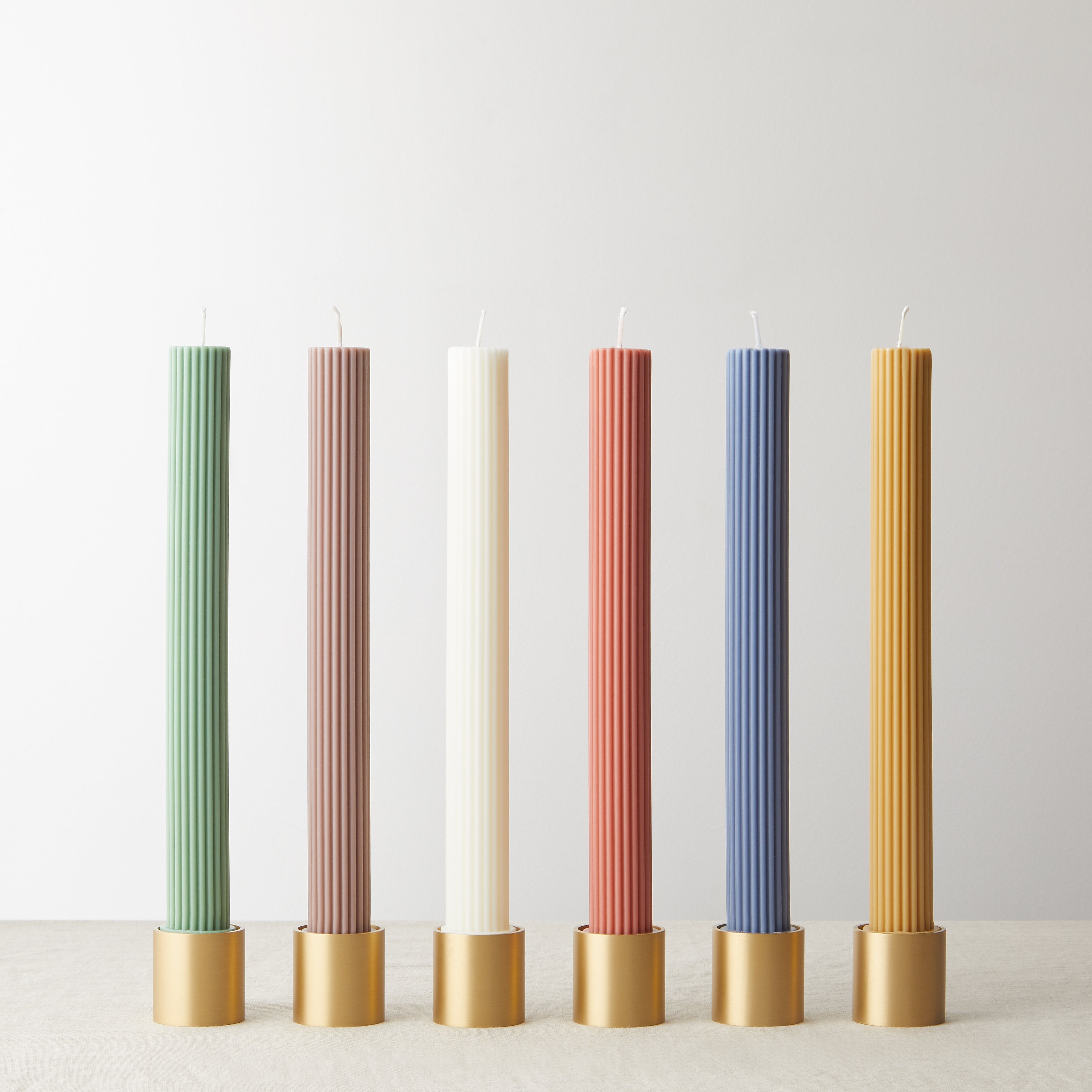 Roman Satin Dinner Candle Holder - Satin Brass