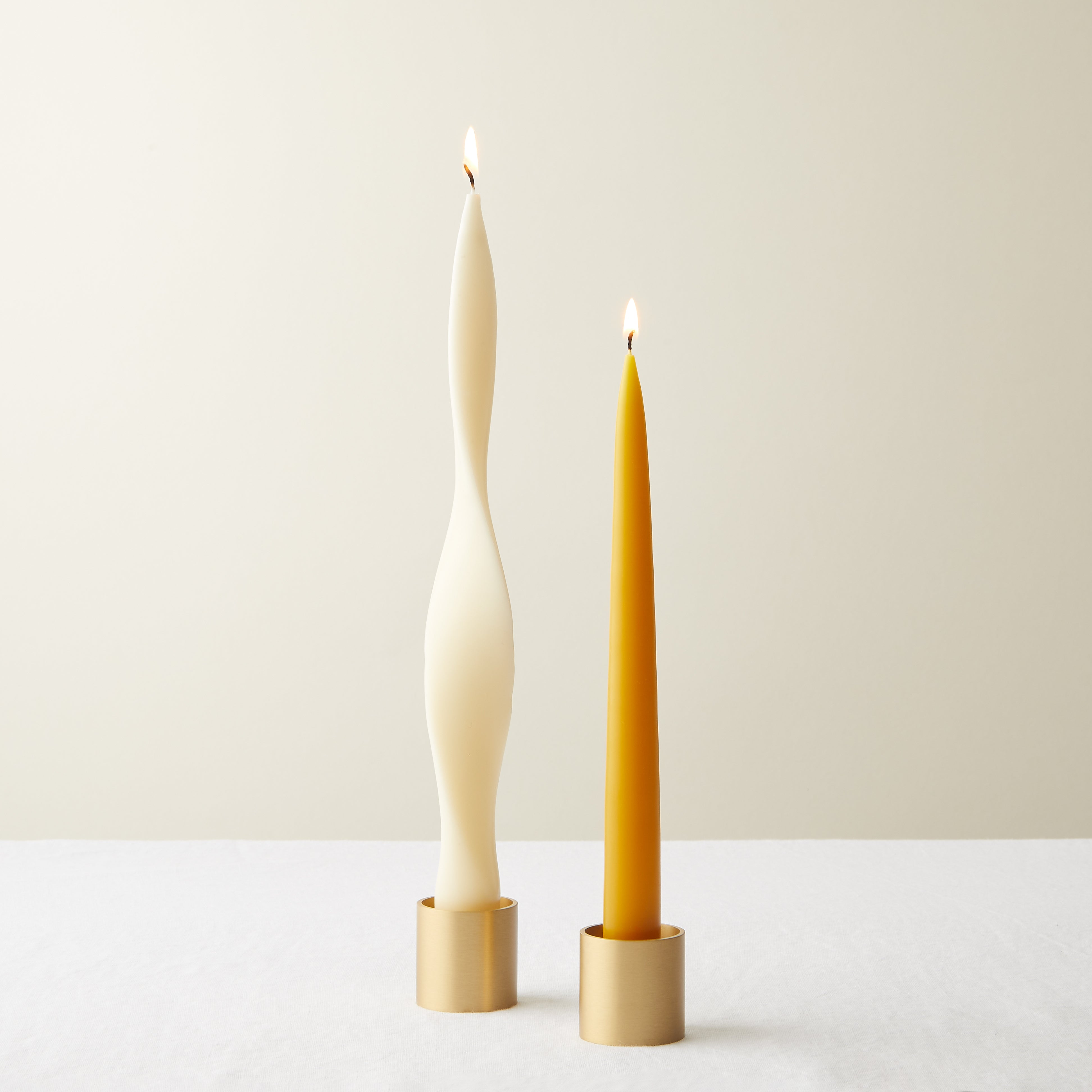 Roman Satin Dinner Candle Holder - Satin Brass