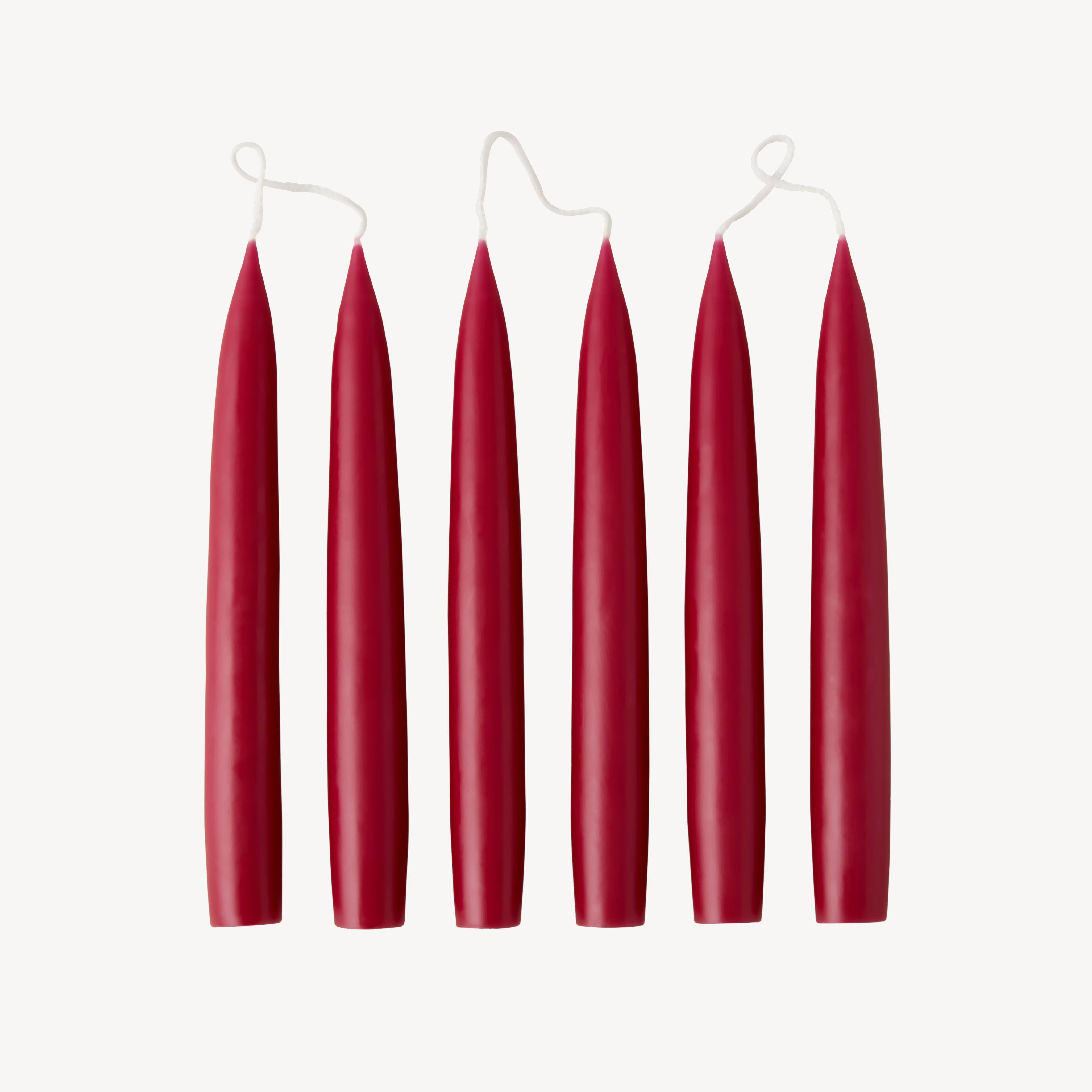 Box of 6 Candles - Taper 20 - Burgundy Red