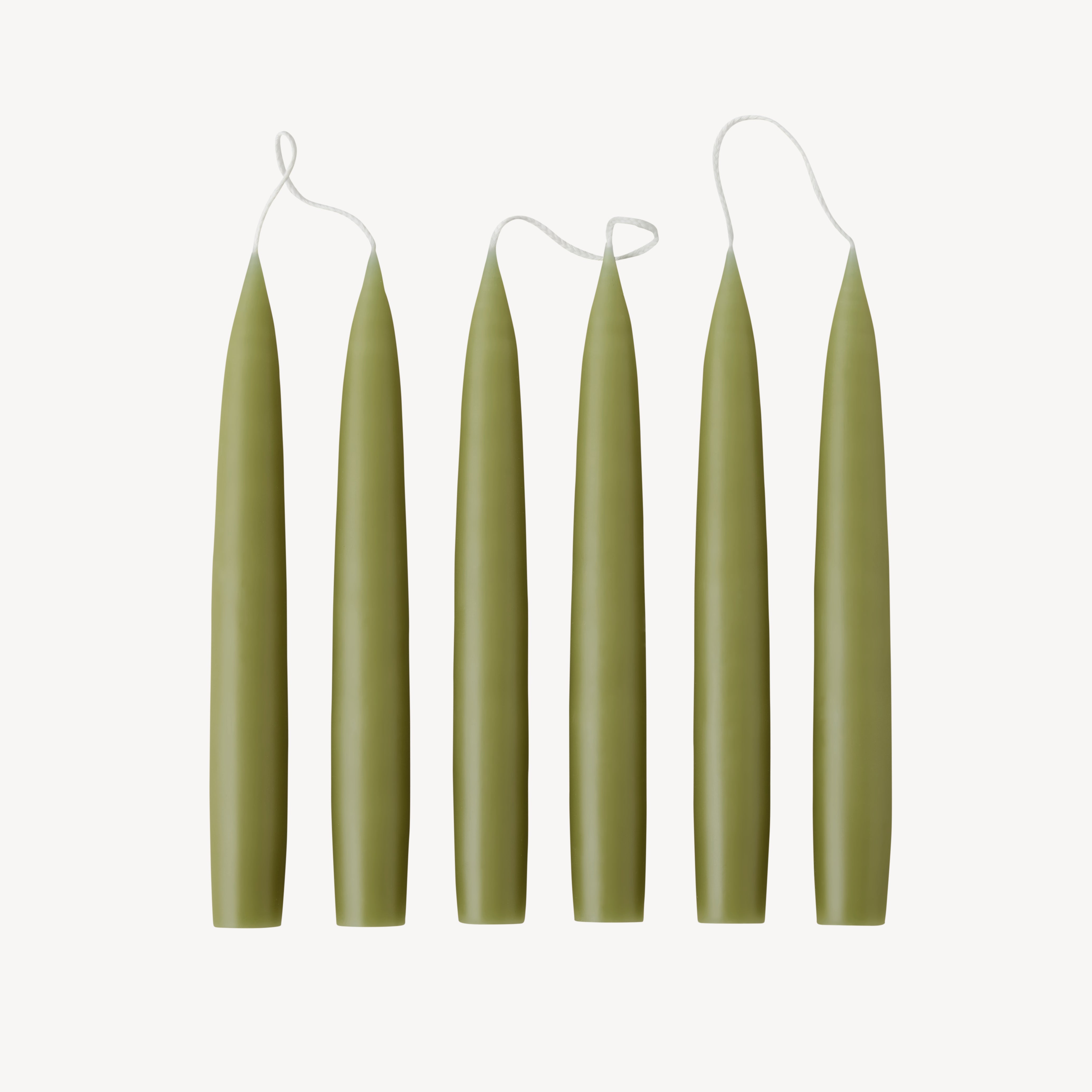 Box of 6 Candles - Taper 20 - Olive Green