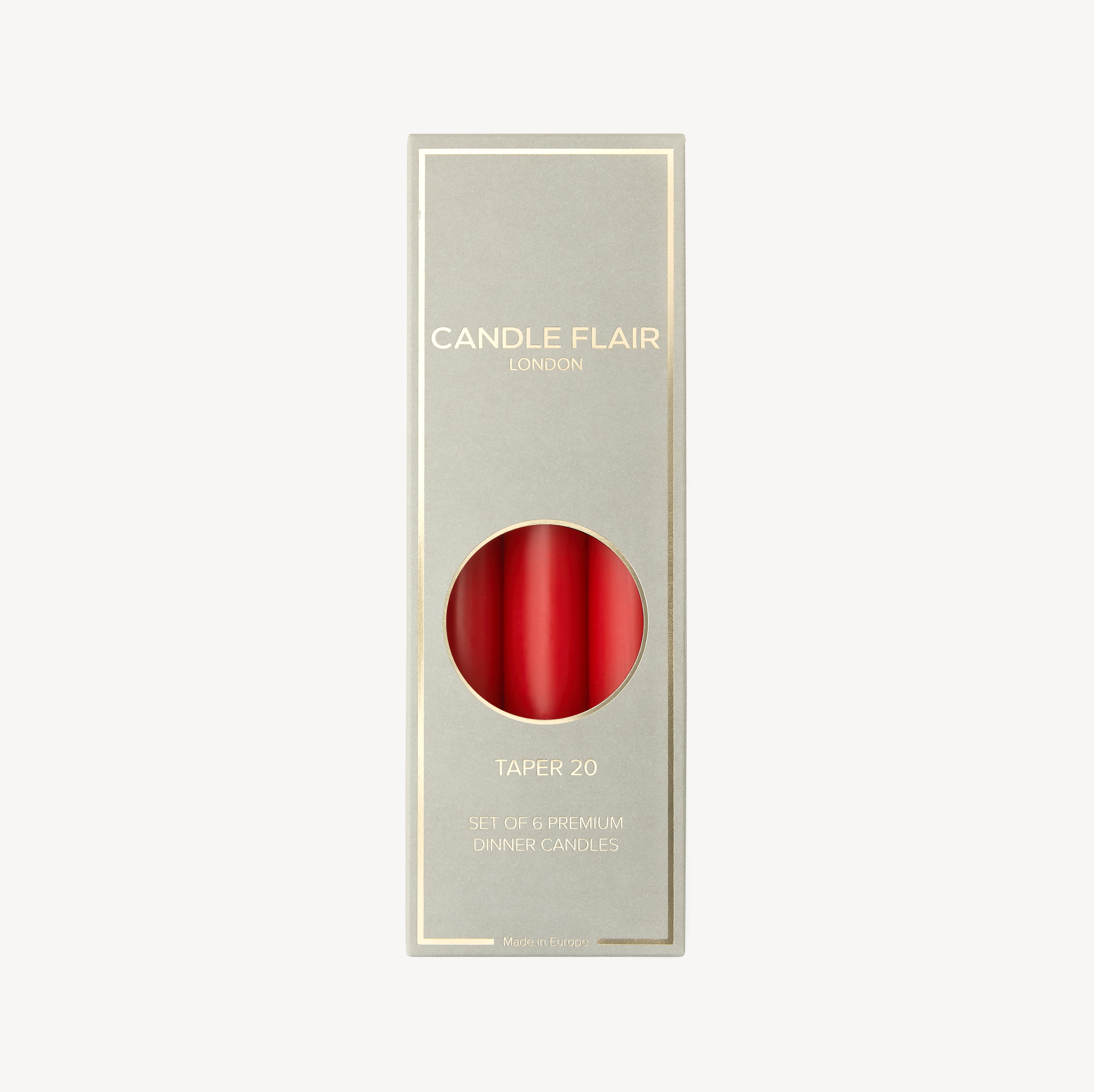 Box of 6 Candles - Taper 20 - Berry Red