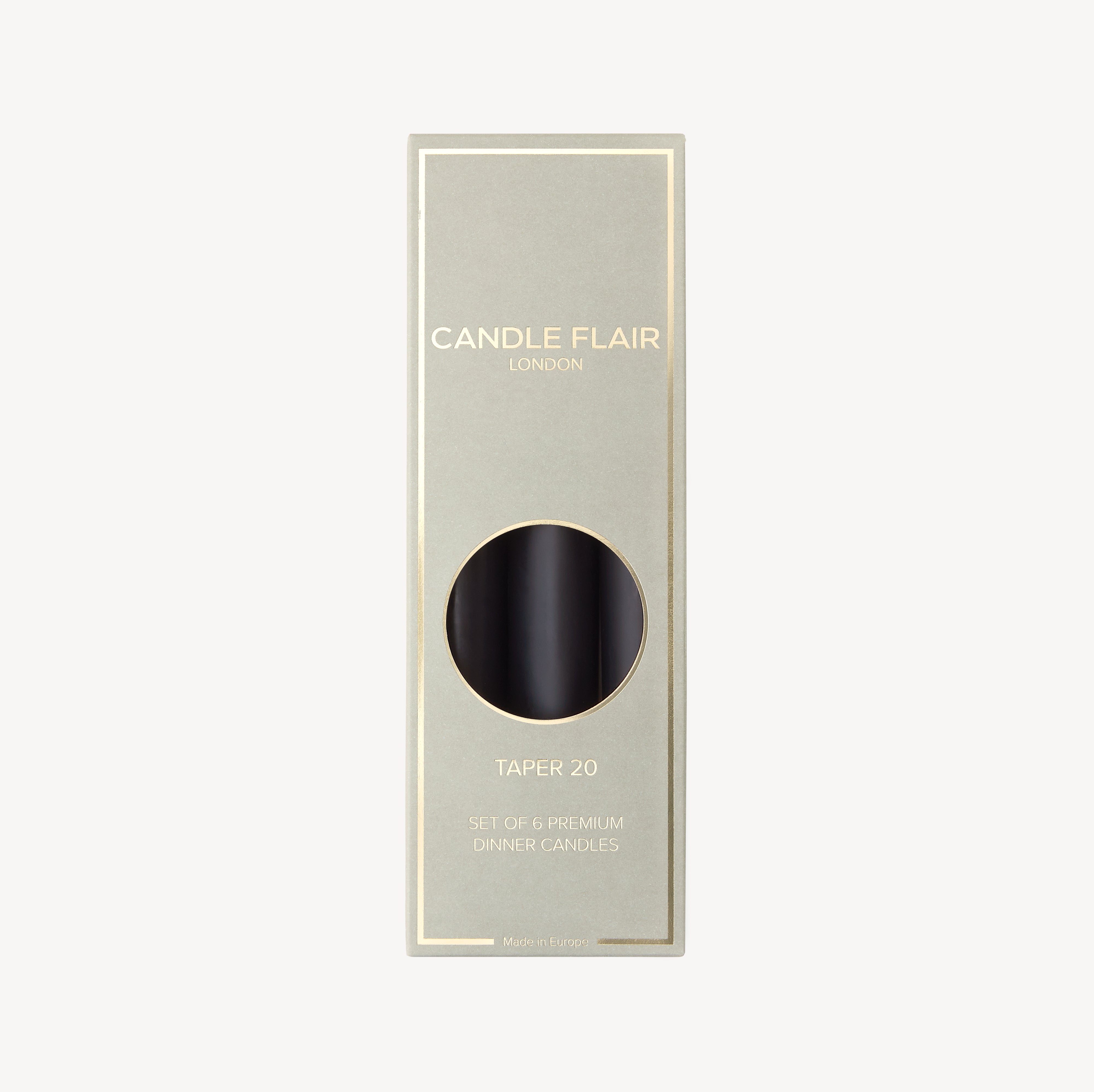 Box of 6 Candles - Taper 20 - Black