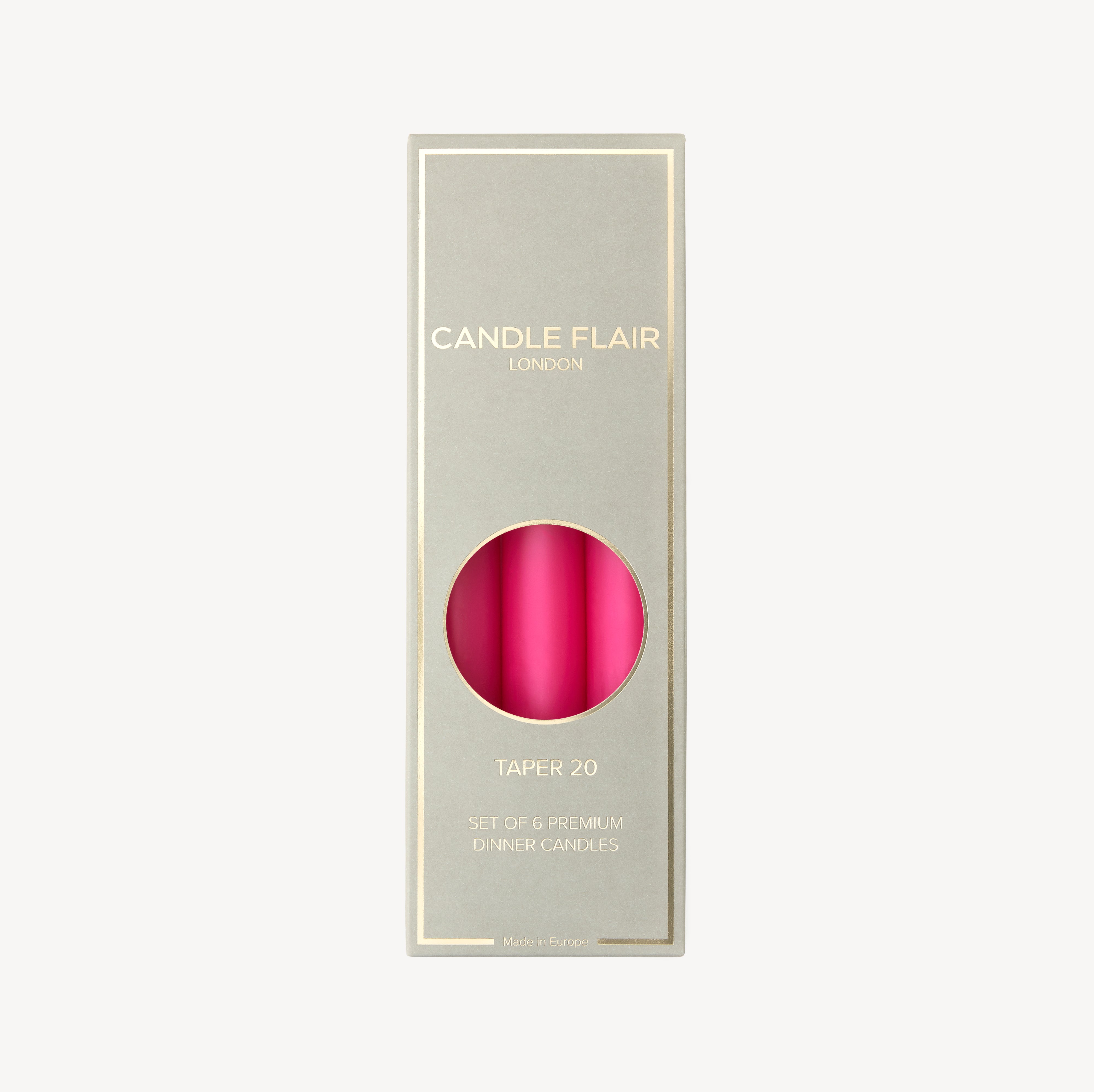 Box of 6 Candles - Taper 20 - Bright Pink Cherry