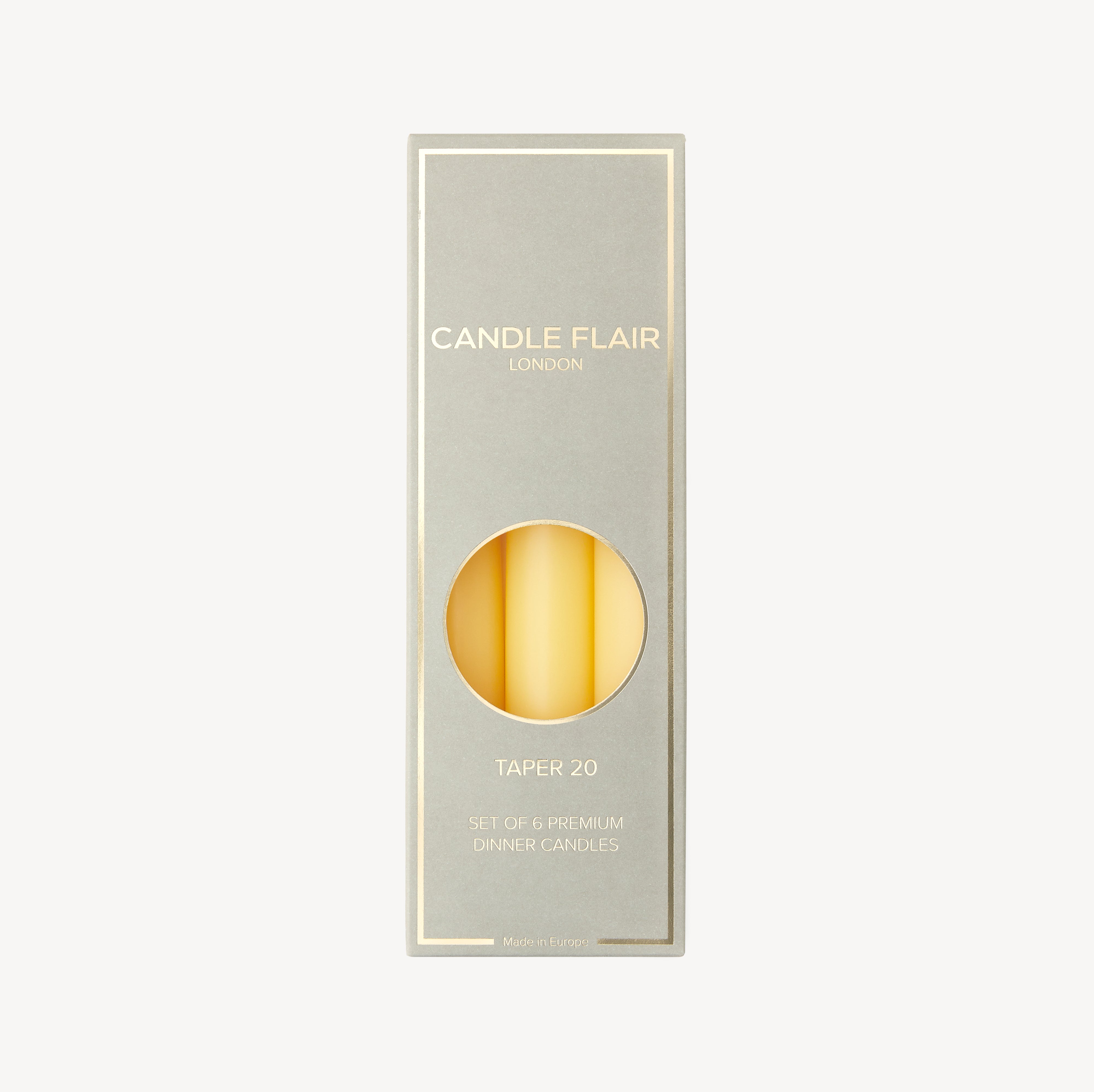 Box of 6 Candles - Taper 20 - Butter Yellow