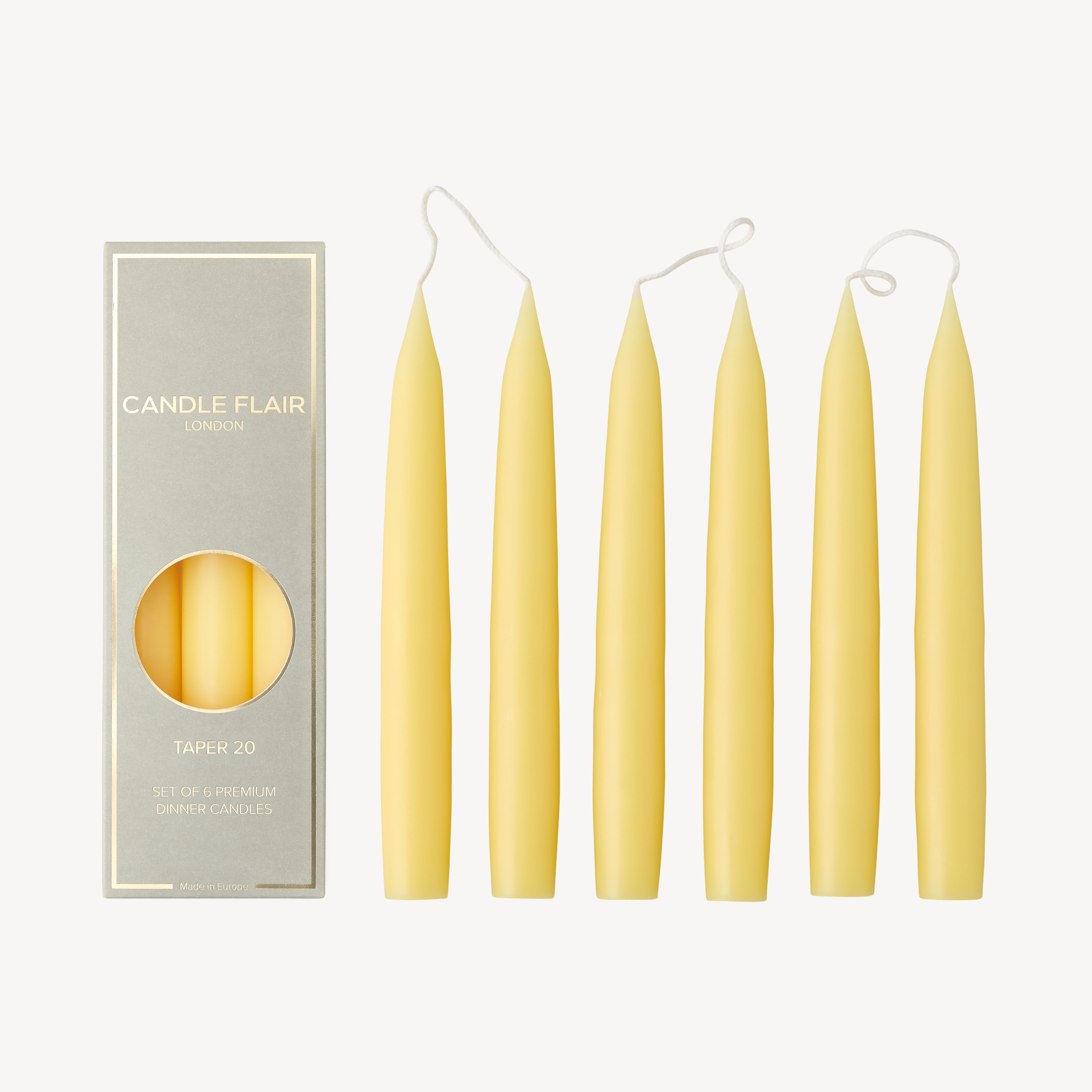 Box of 6 Candles - Taper 20 - Butter Yellow