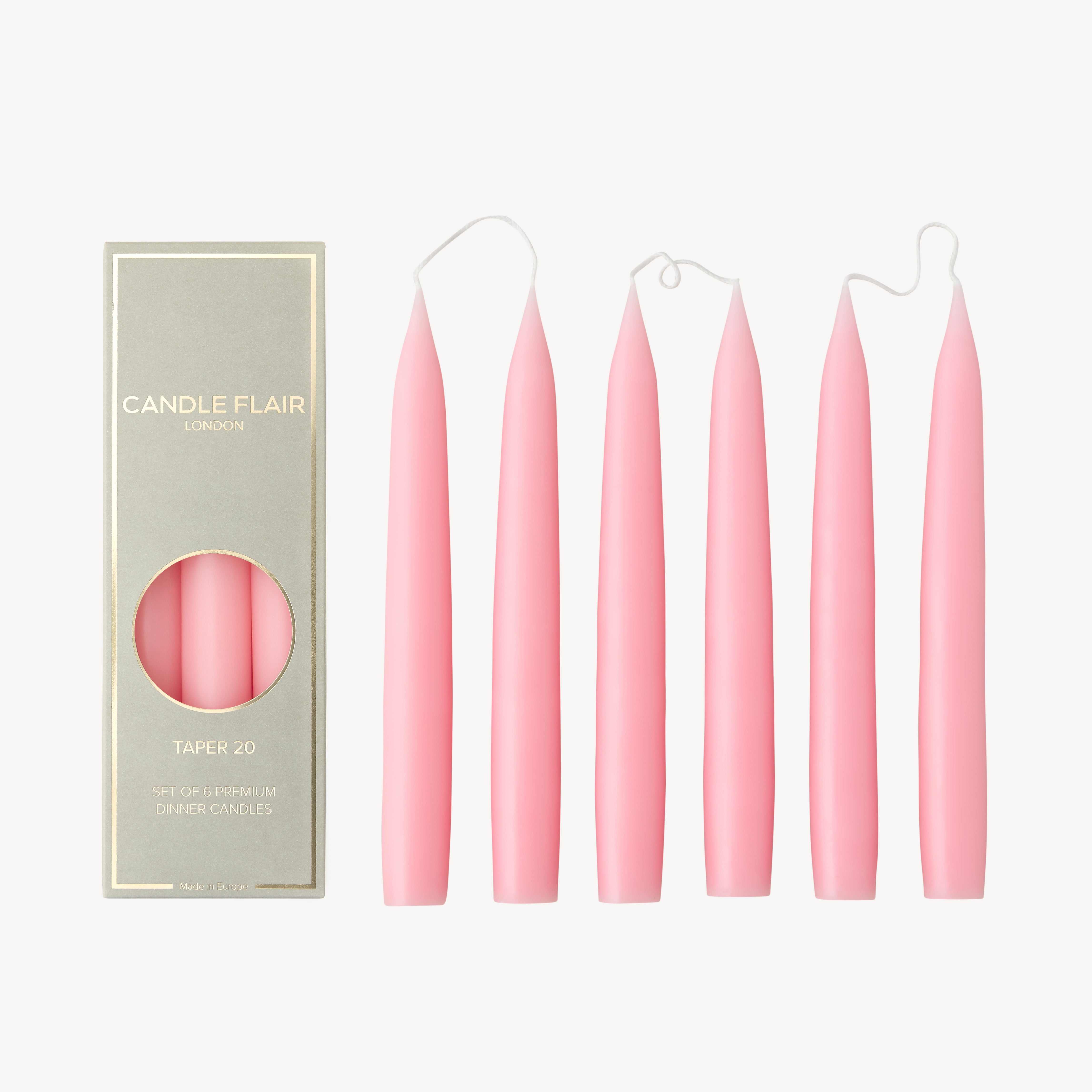 Box of 6 Candles - Taper 20 - Candy Pink