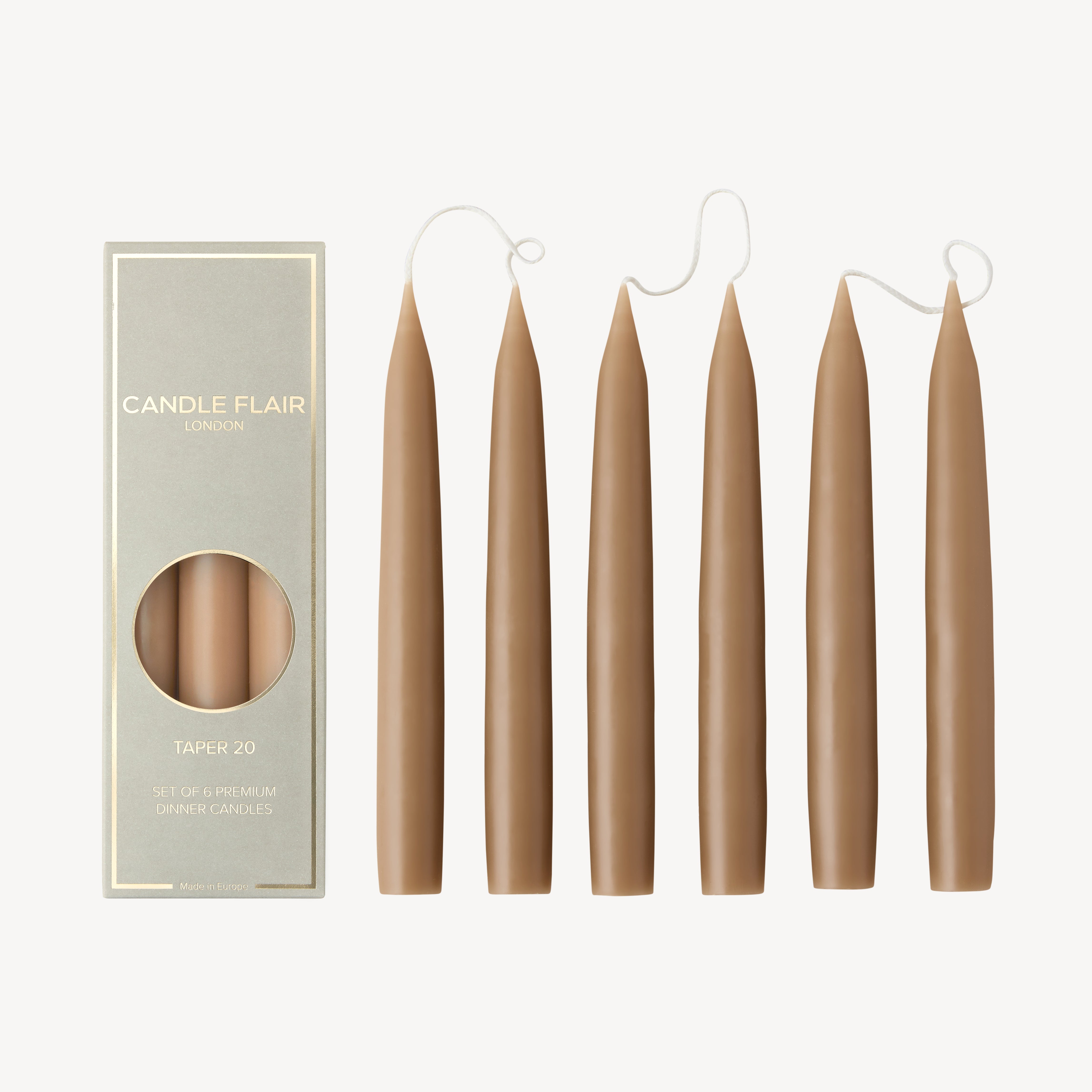 Box of 6 Candles - Taper 20 - Cappuccino