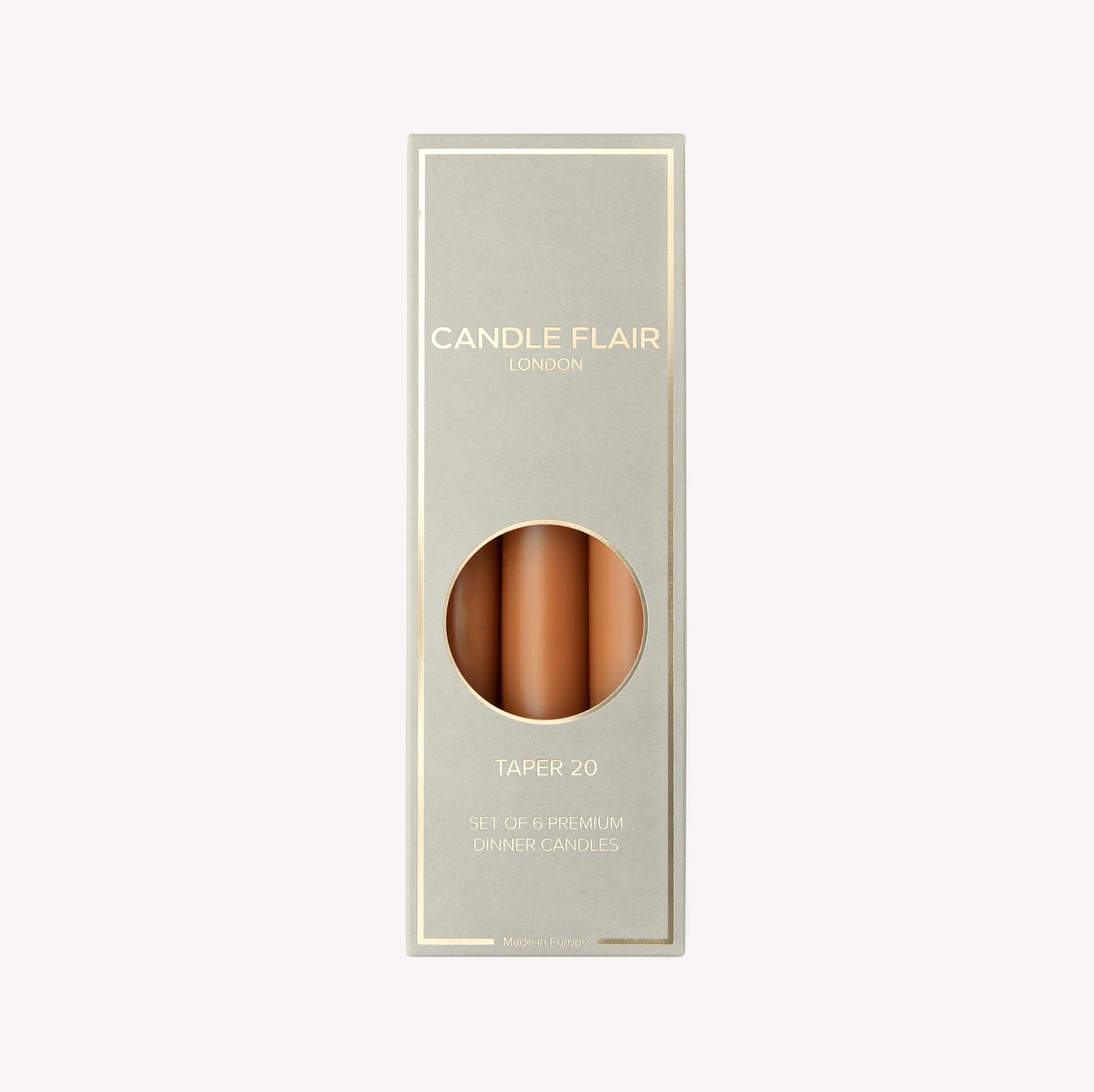 Box of 6 Candles - Taper 20 - Caramel