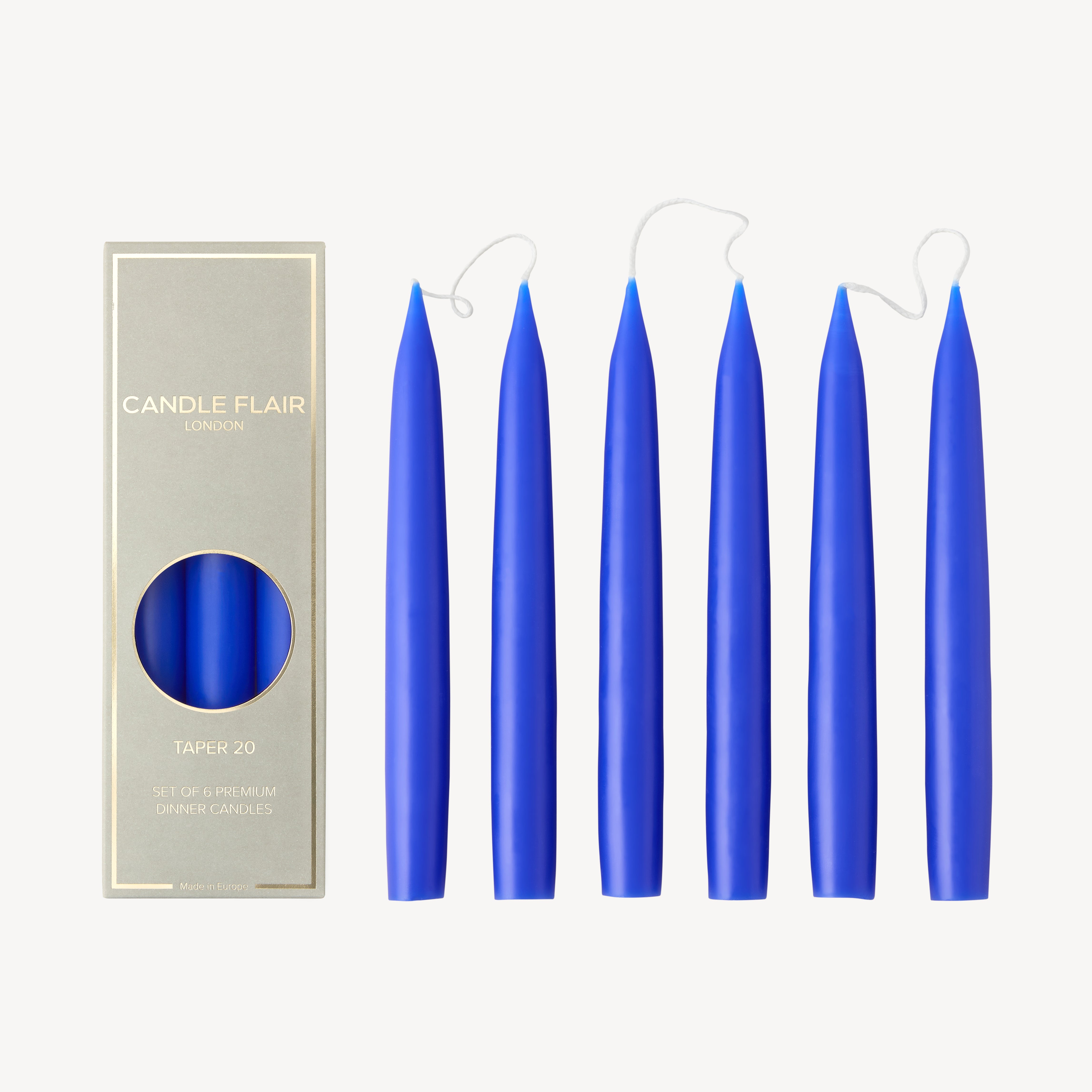 Box of 6 Candles - Taper 20 - Cobalt Blue