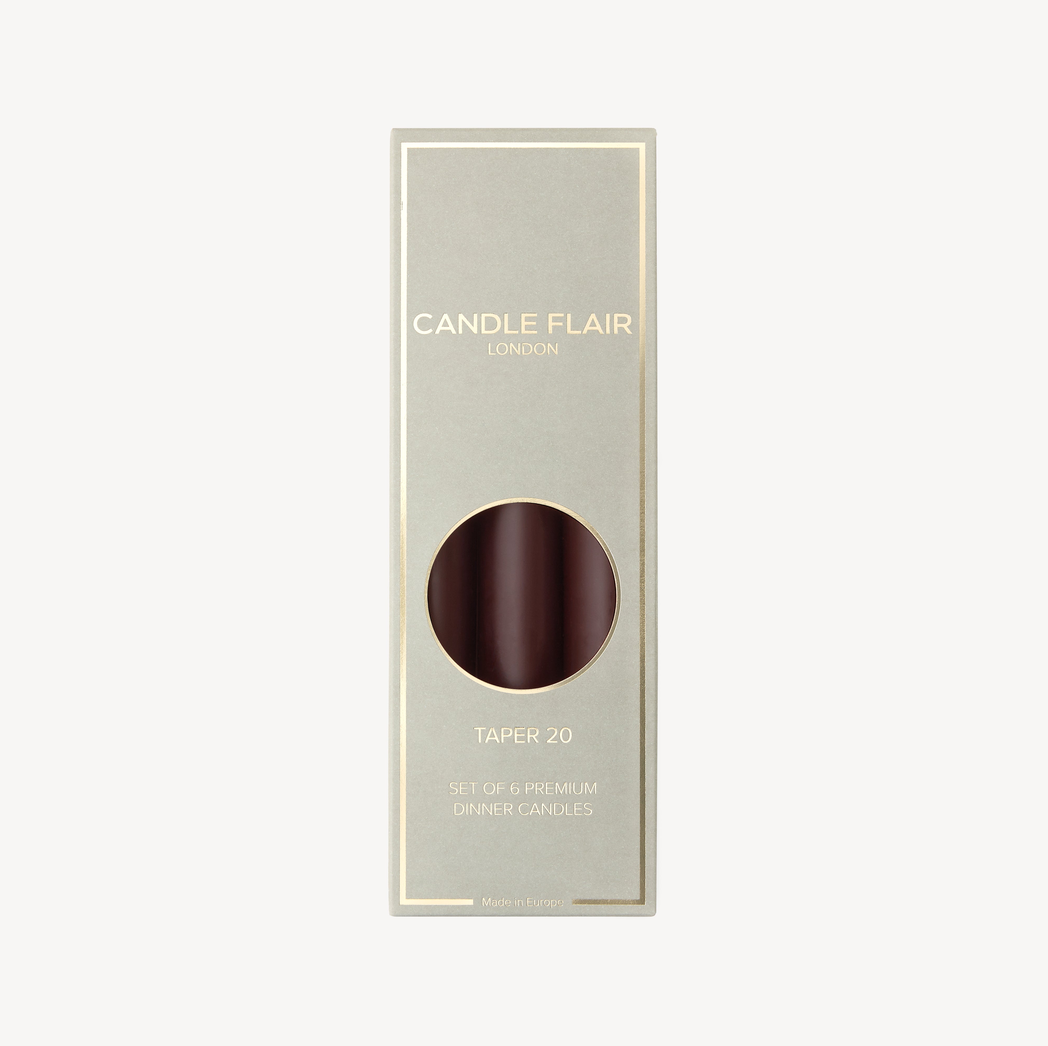Box of 6 Candles - Taper 20 - Espresso Brown