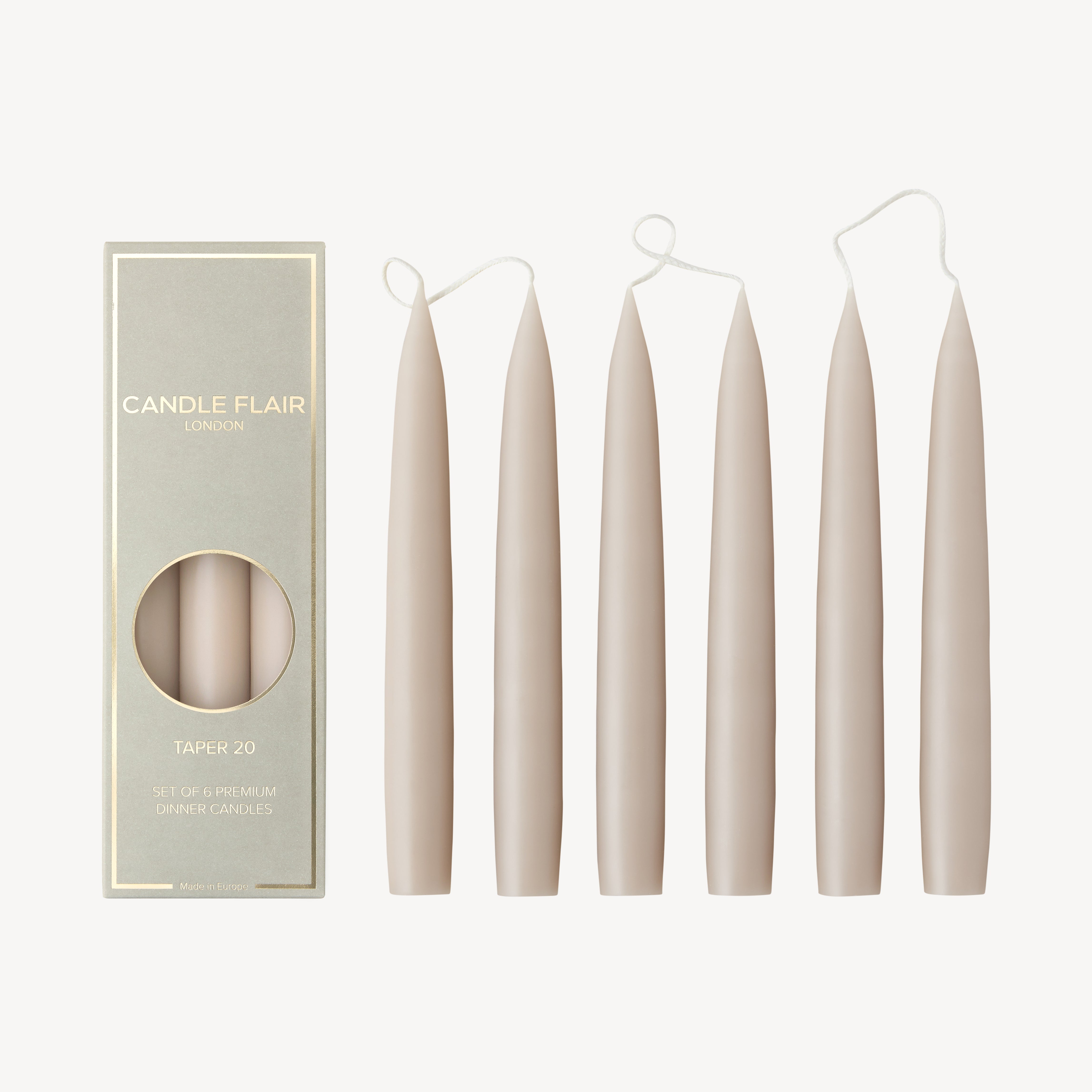 Box of 6 Candles - Taper 20 - Latte