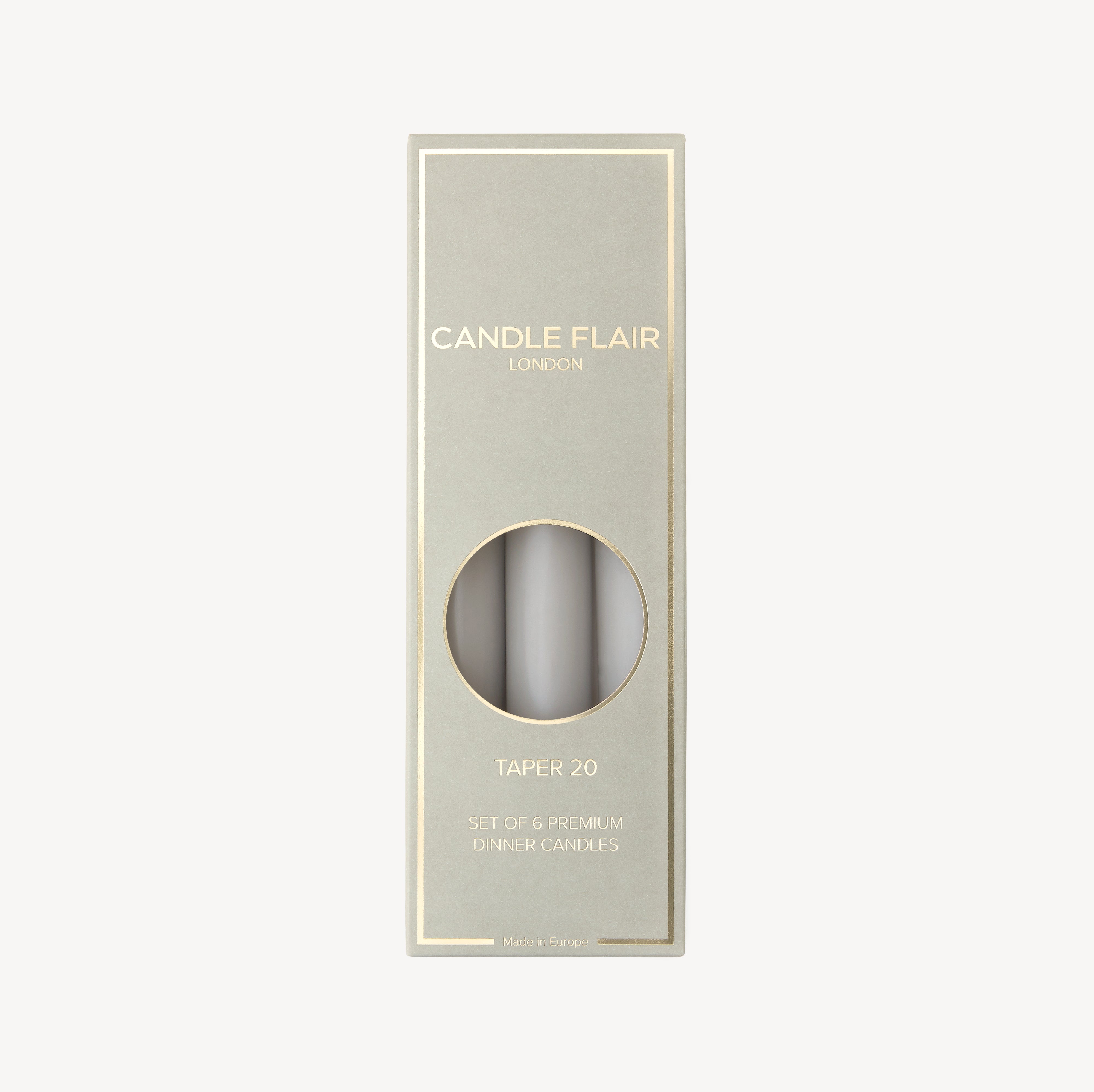 Box of 6 Candles - Taper 20 - Light Grey