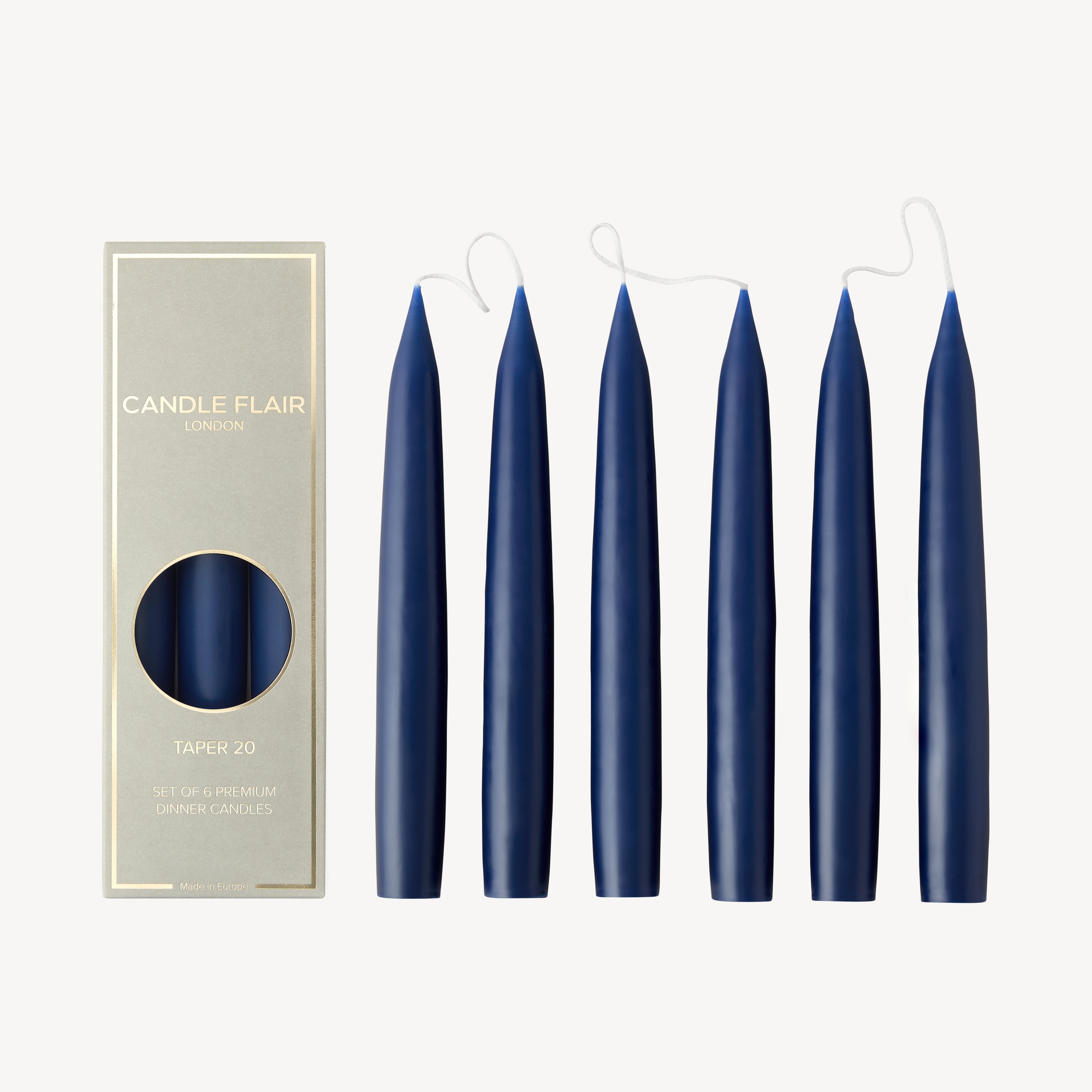 Box of 6 Candles - Taper 20 - Navy Blue