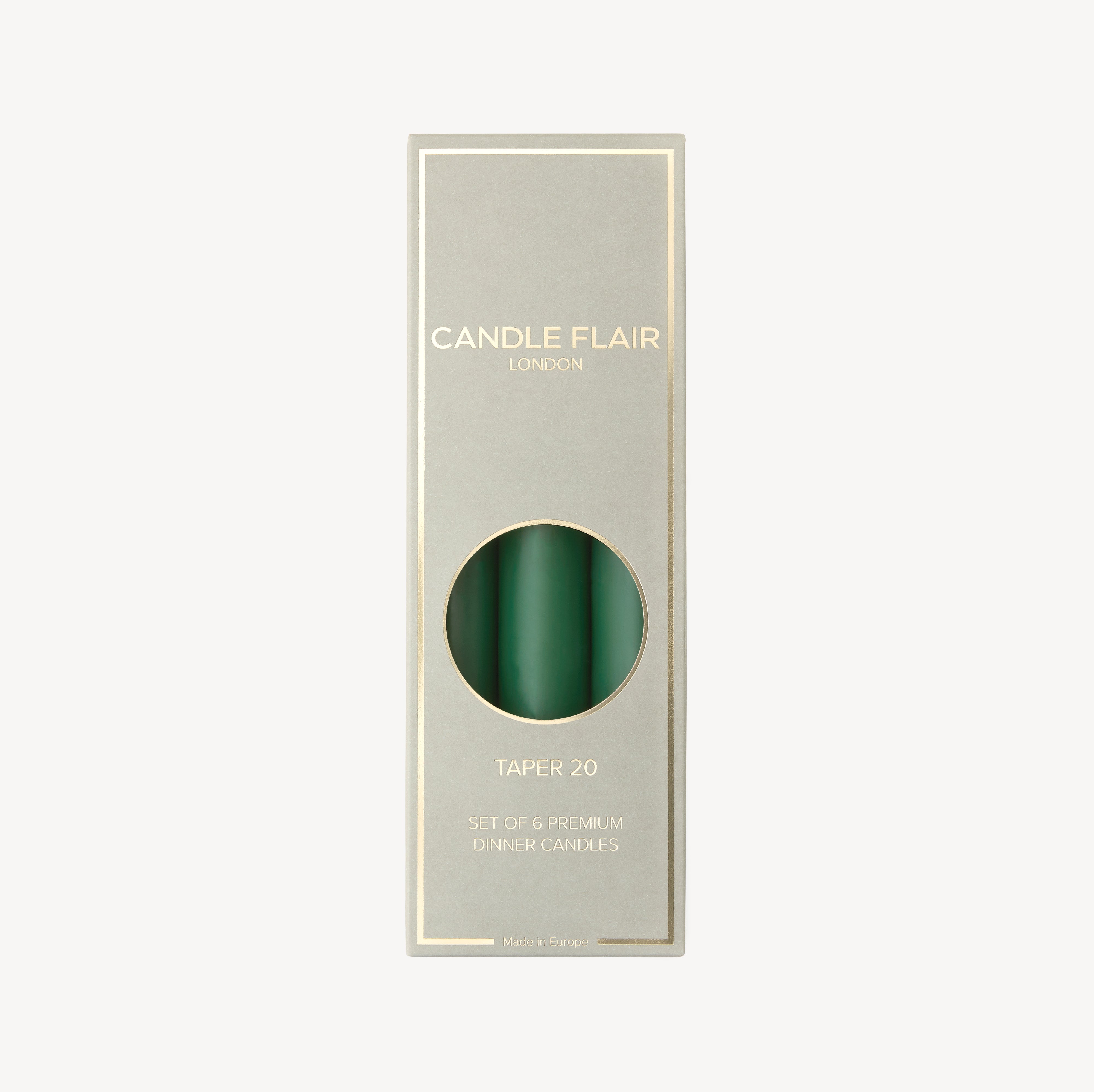 Box of 6 Candles - Taper 20 - Pine Green