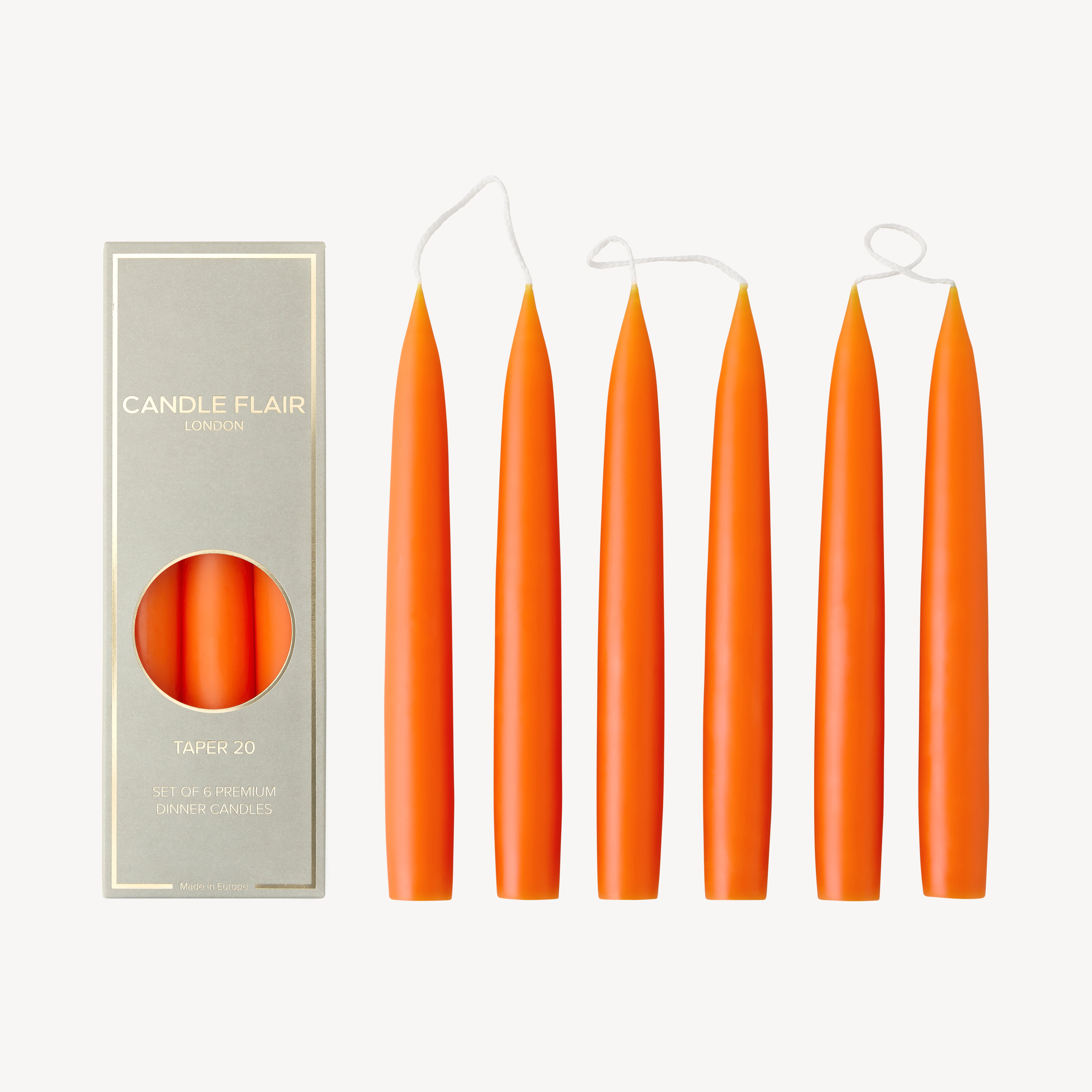 Box of 6 Candles - Taper 20 - Pumpkin Orange