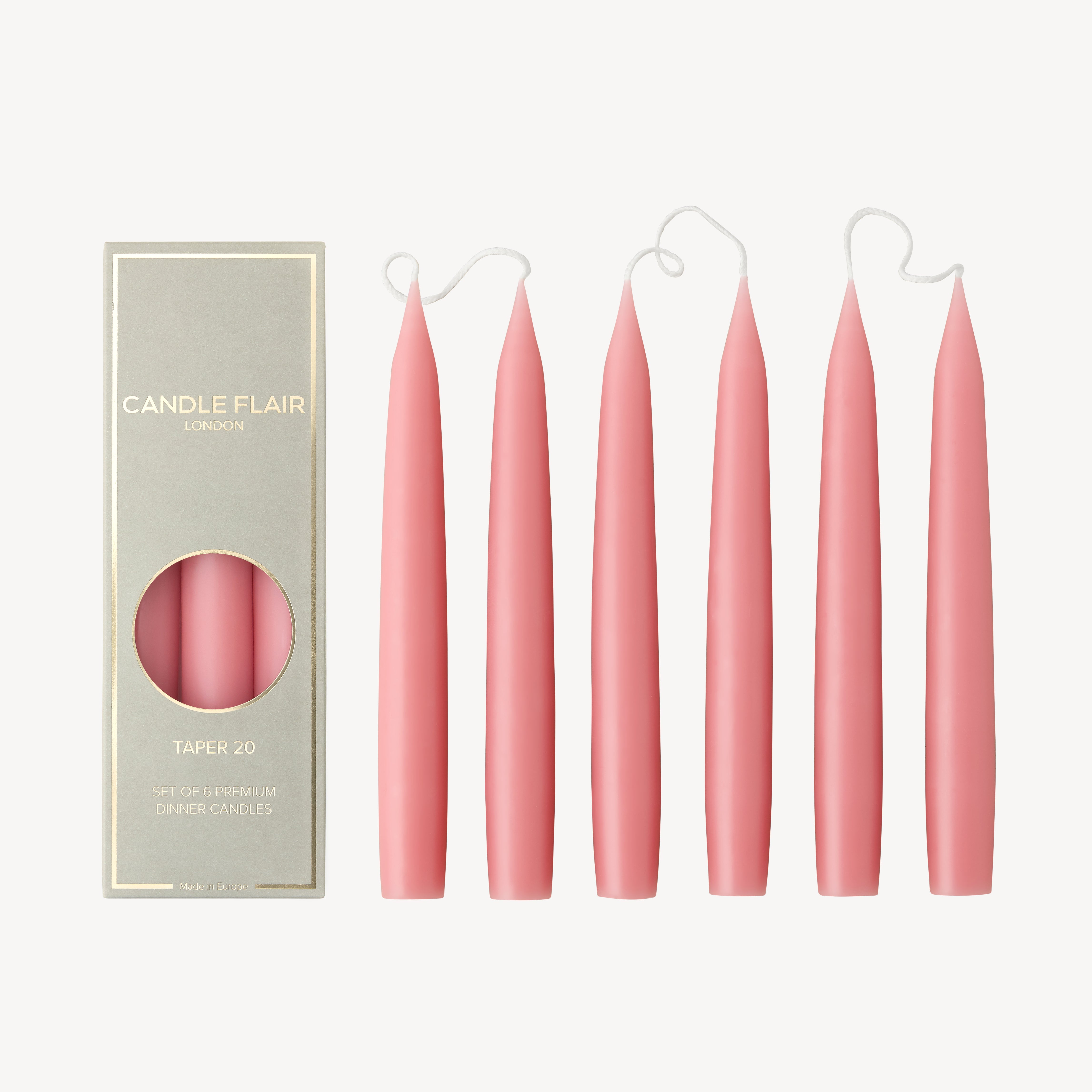 Box of 6 Candles - Taper 20 - Vintage Rose