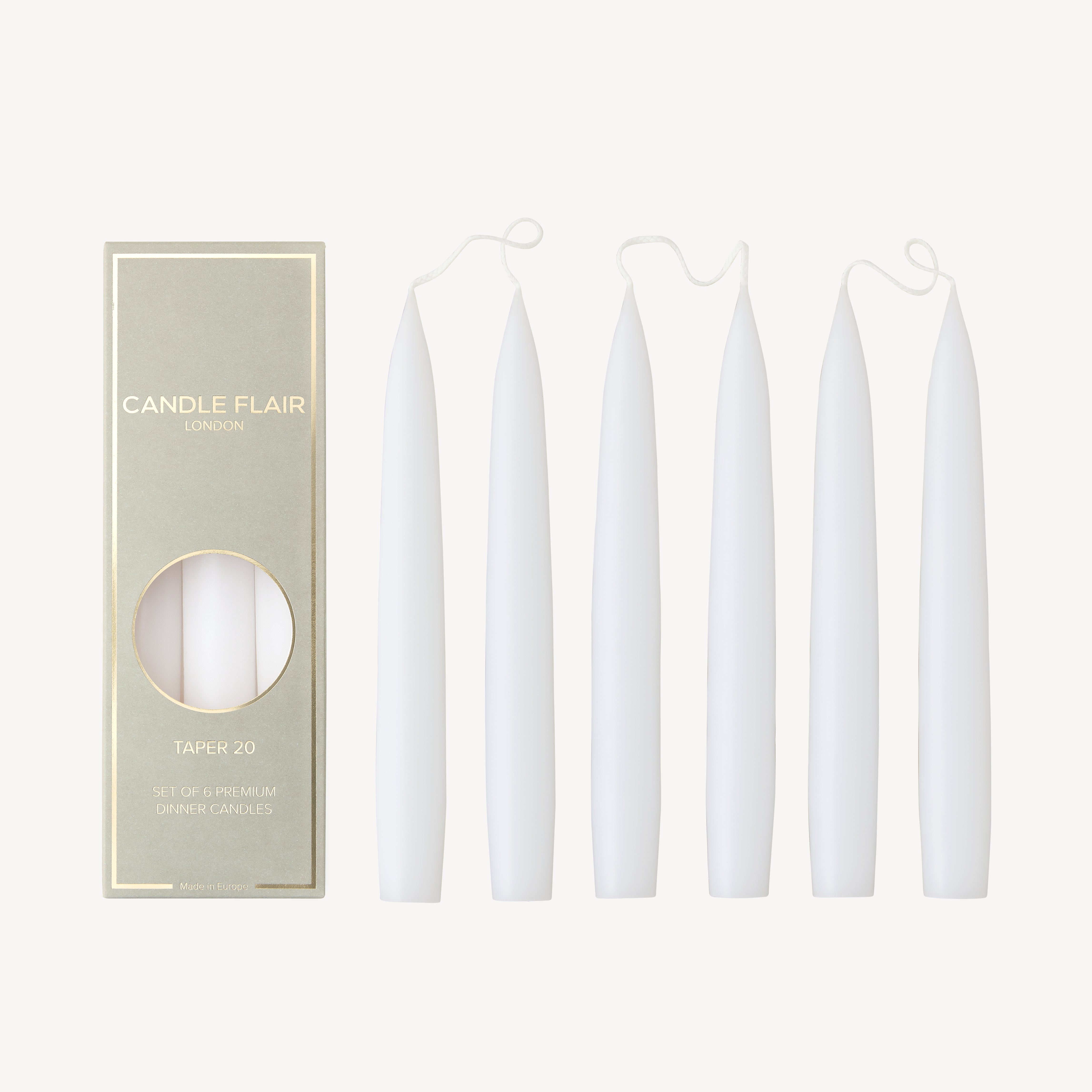 Box of 6 Candles - Taper 20 - White