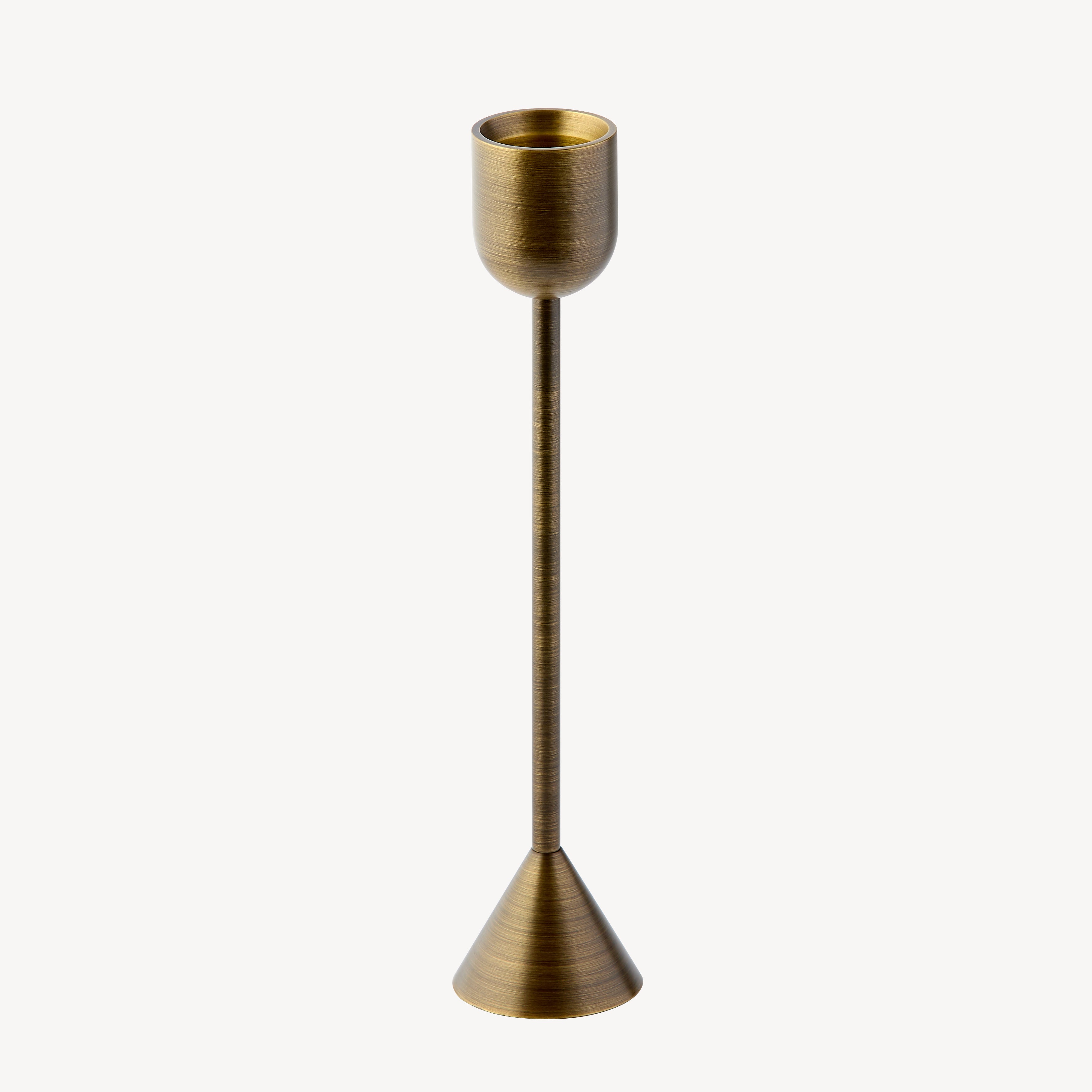 Small Reversible Totem Dinner Candlestick - Antique Brass