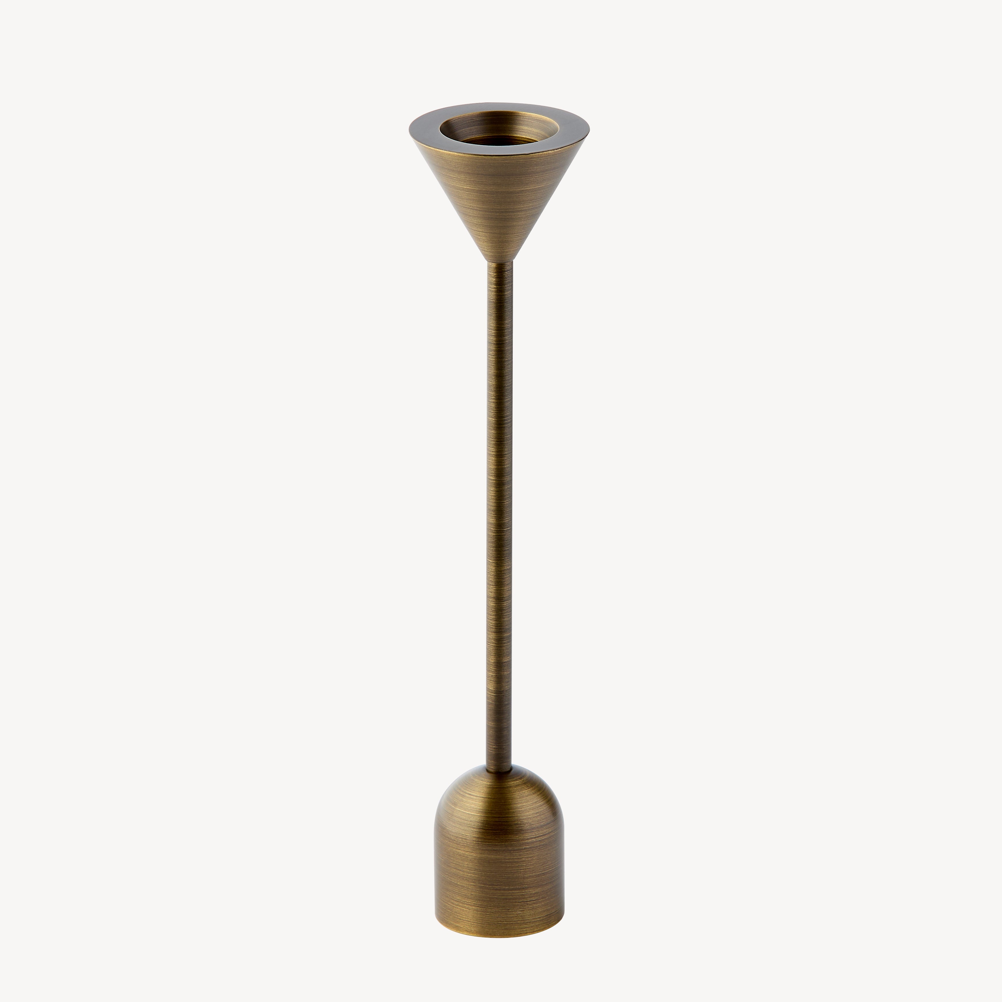Small Reversible Totem Dinner Candlestick - Antique Brass