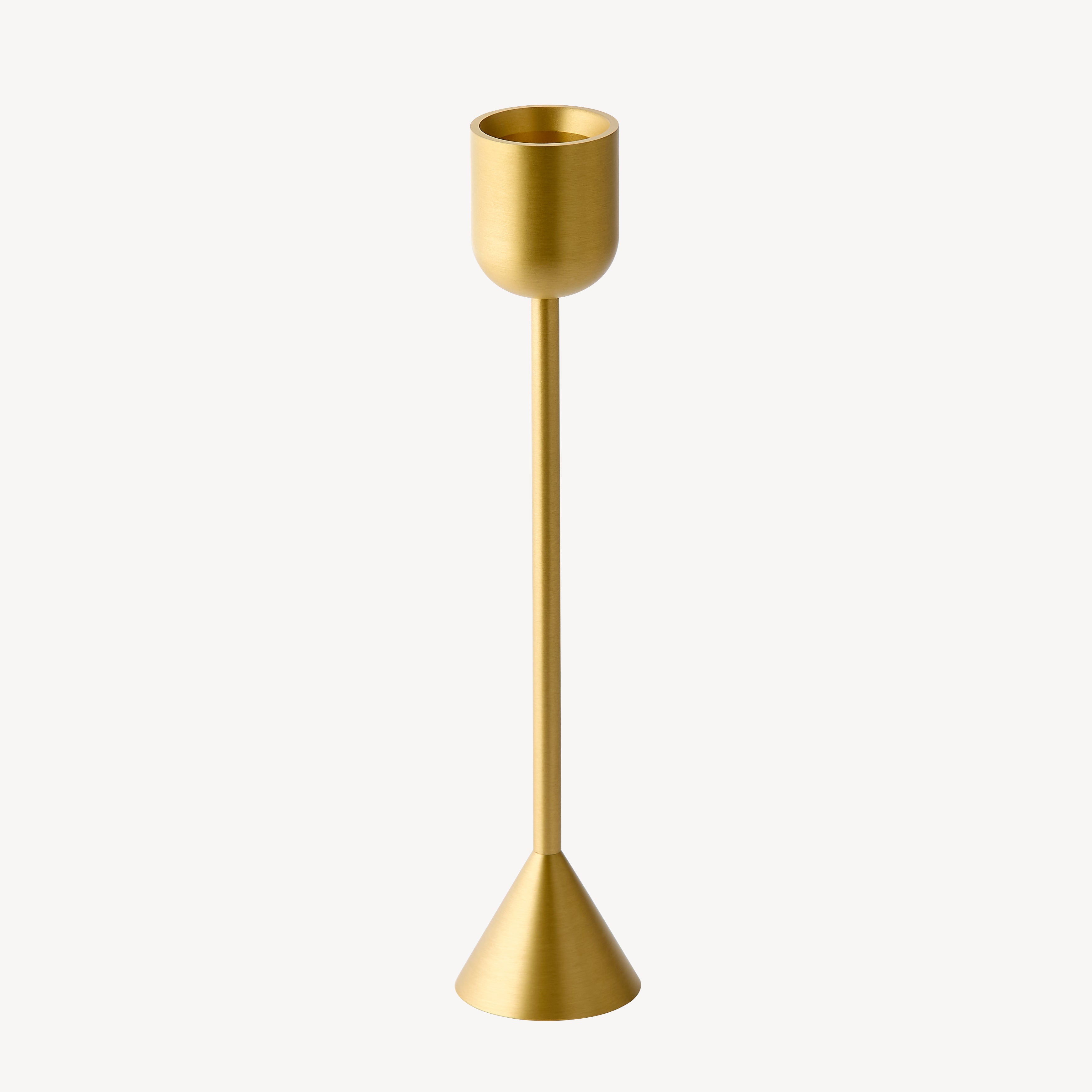 Small Reversible Totem Candlestick - Satin Brass