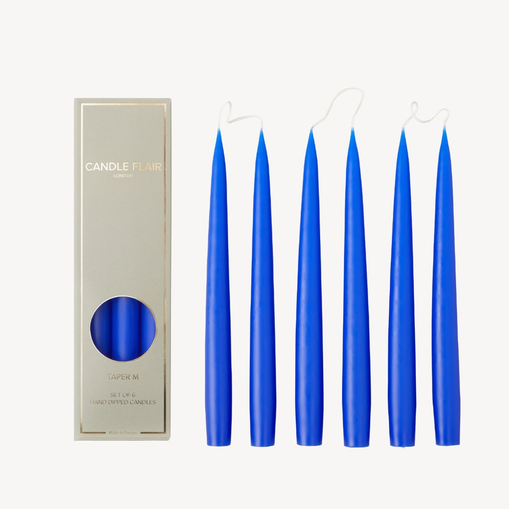 Box of 6 Candles - Taper 25 - Cobalt Blue