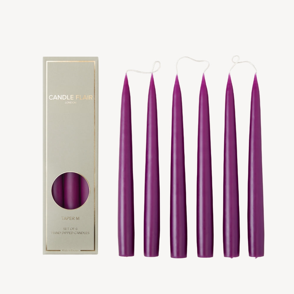 Box of 6 Candles - Taper 25 - Dark Heather