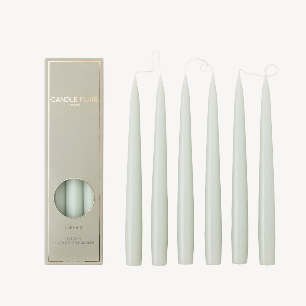 Box of 6 Candles - Taper 25 - Pale Green