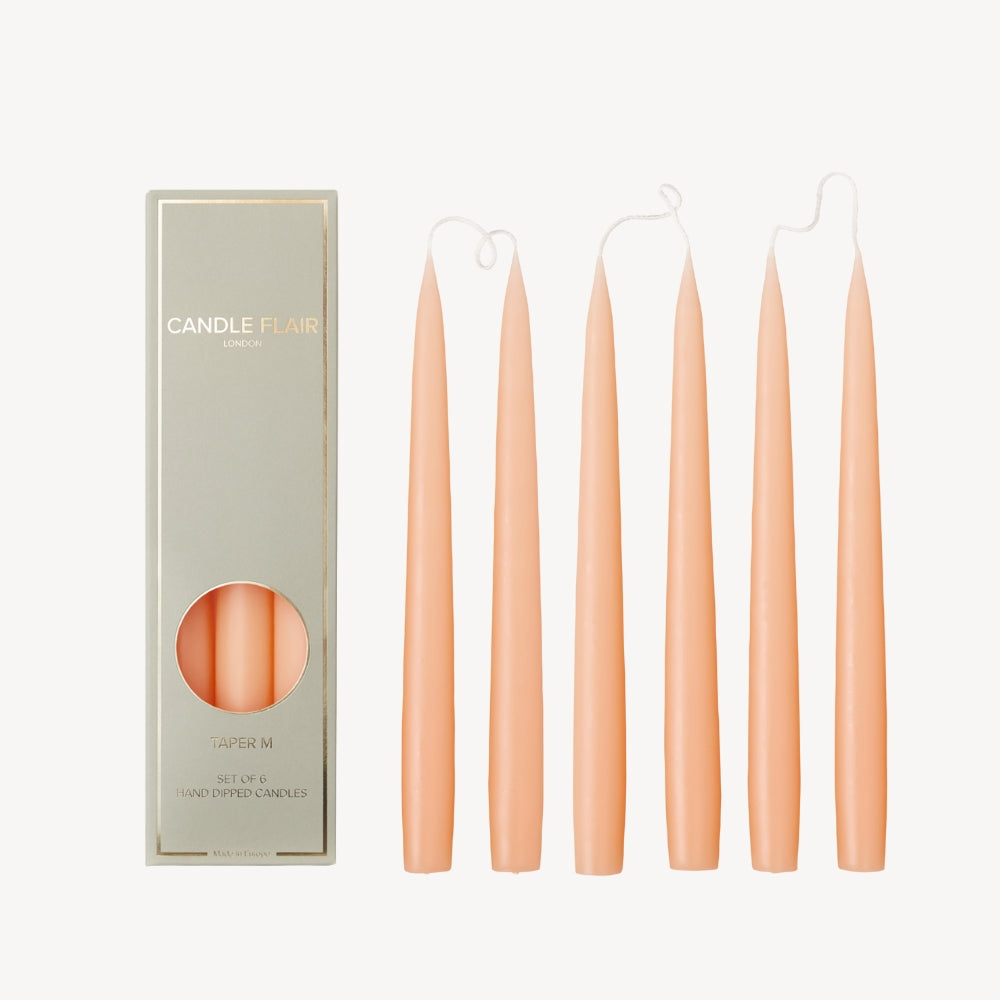 Box of 6 Candles - Taper 25  - Peach
