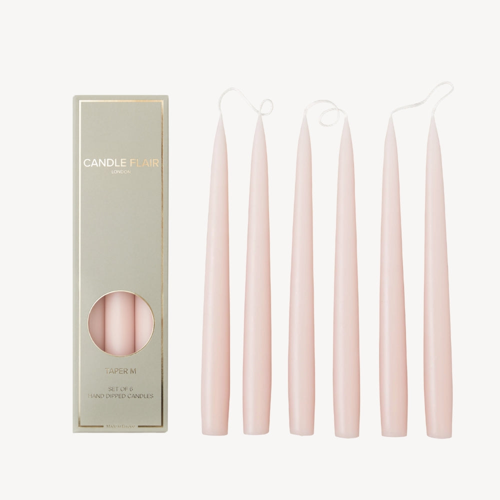 Tapper Powder Box of 6 Candles - Taper 25 - Powder Pink