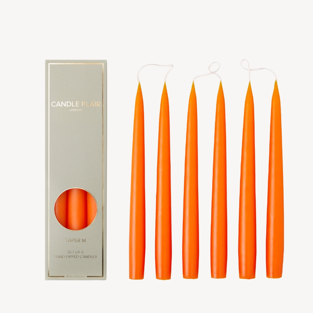 Box of 6 Candles - Taper 25 - Pumpkin Orange