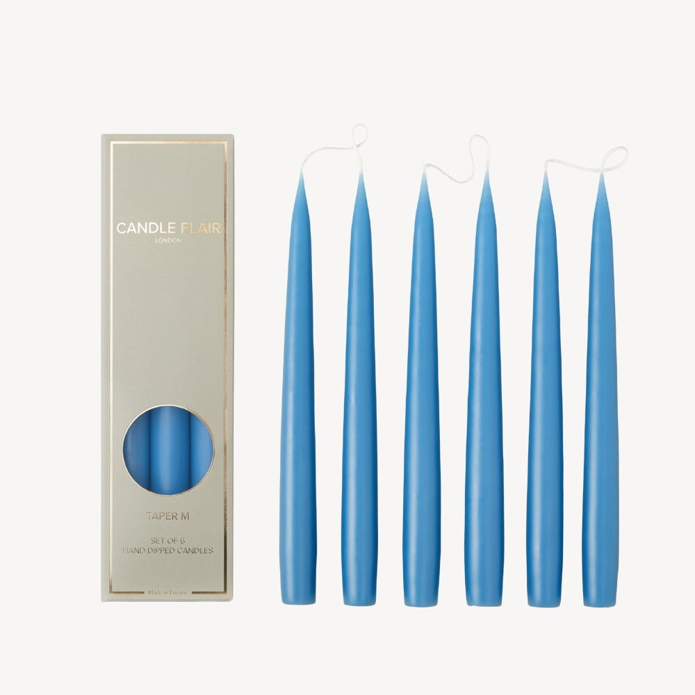 Box of 6 Candles - Taper 25 - Wedgewood Blue