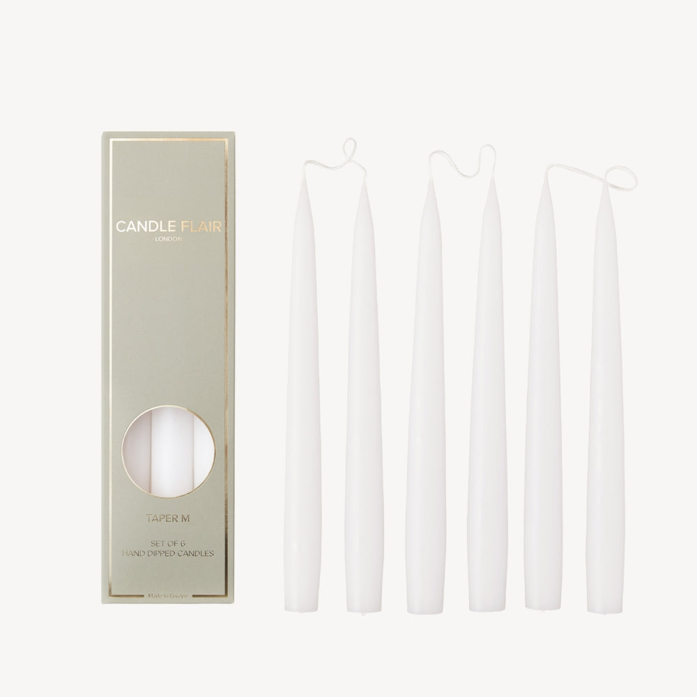 Box of 6 Candles - Taper 25 - White