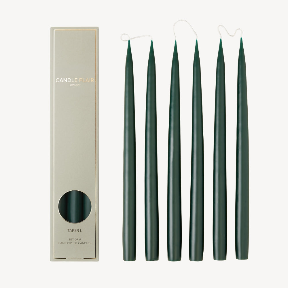Box of 6 Candles - Taper 35 - Forest Green