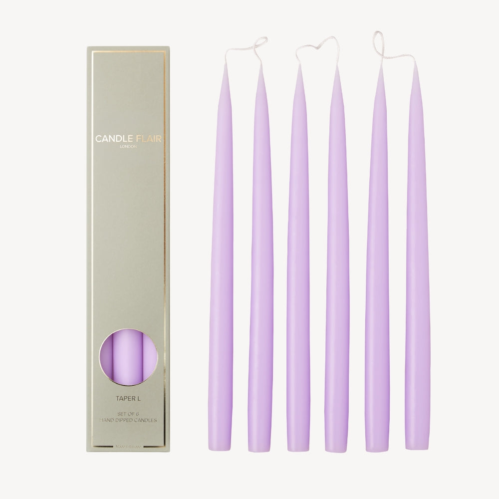 Box of 6 Candles - Taper 35 - Pastel Purple