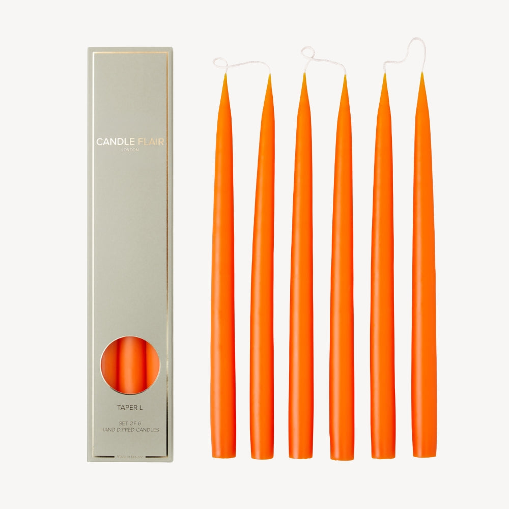 Box of 6 Candles - Taper 35 - Pumpkin Orange