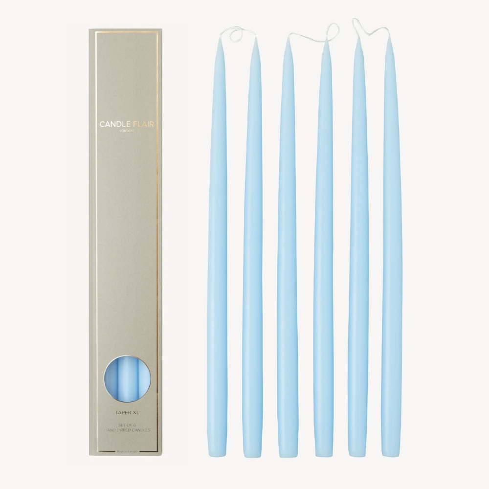 Box of 6 Candles - Taper 45 - Pale Blue